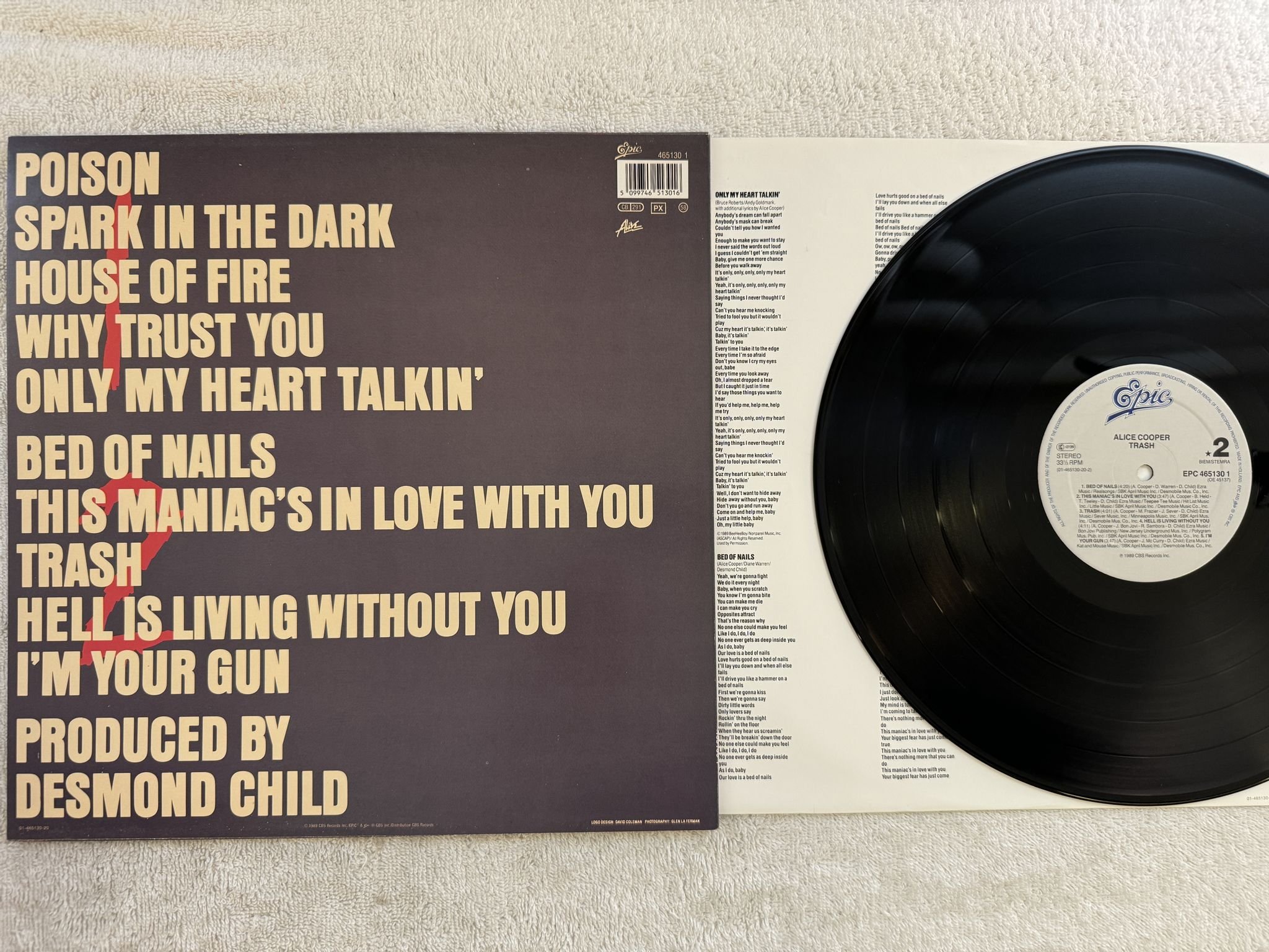 Omslagsbild för skivan ALICE COOPER trash LP -89 Hol EPIC EPC 4651301