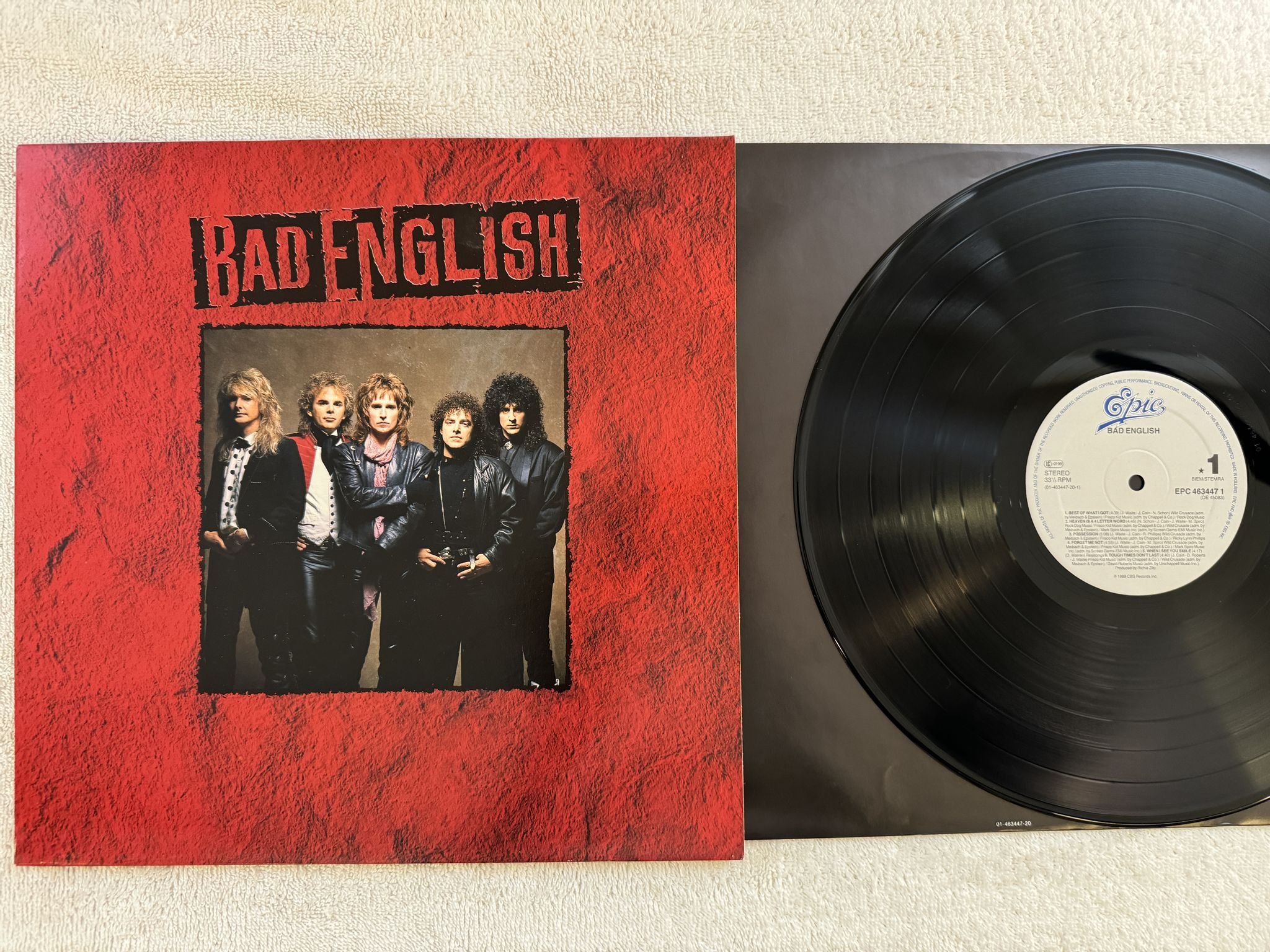 Omslagsbild för skivan BAD ENGLISH s/t LP -89 Hol EPIC EPC 4634471