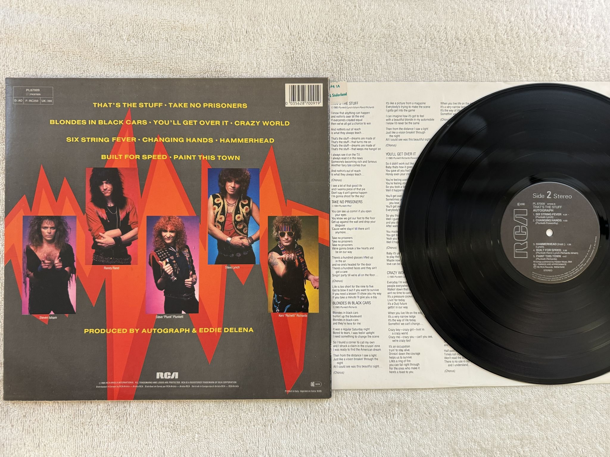 Omslagsbild för skivan AUTOGRAPH that's the stuff LP -85 Ger RCA PL 87009