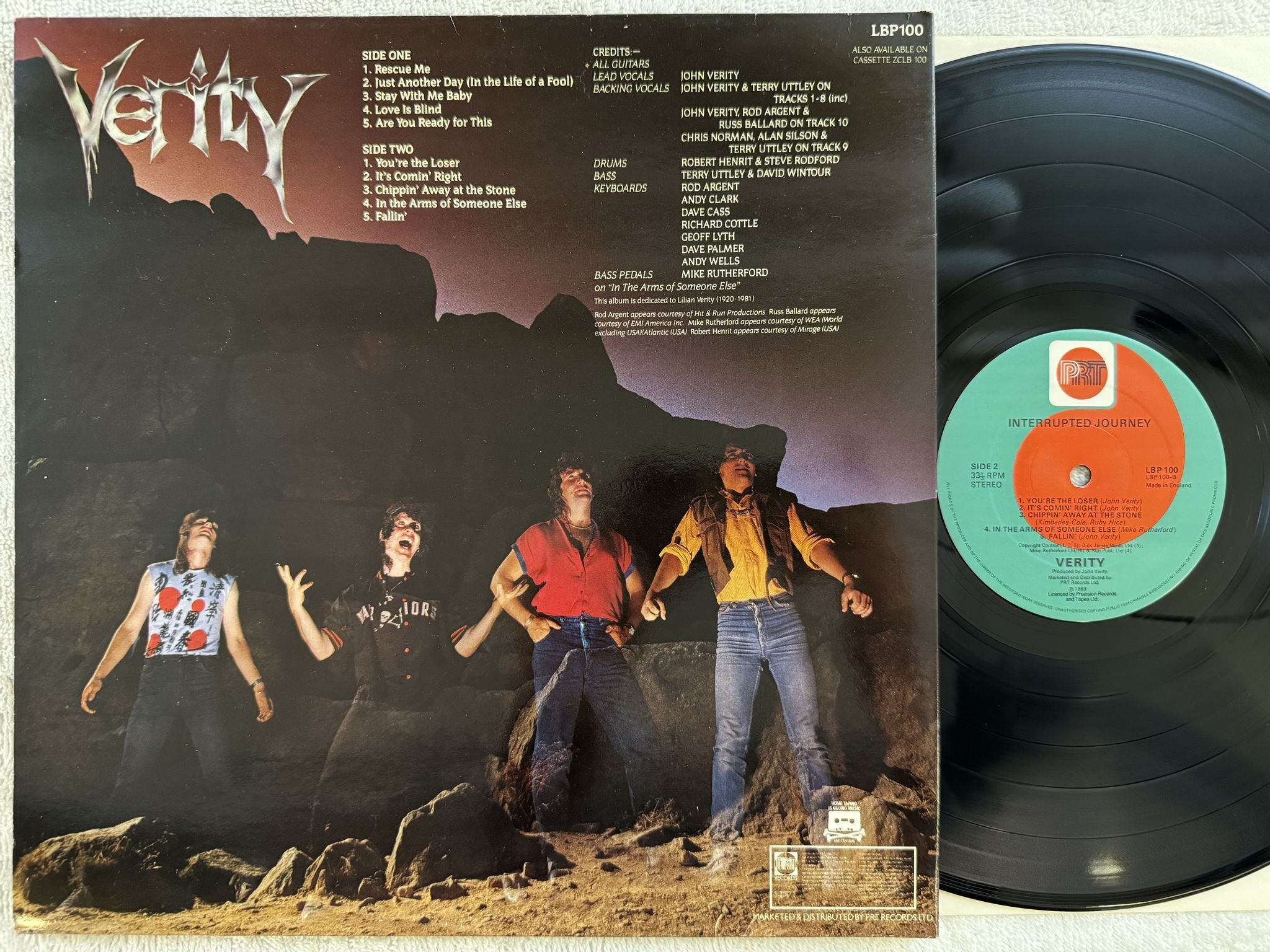 Omslagsbild för skivan VERITY interrupted journey LP -83 UK PRT LBP 100
