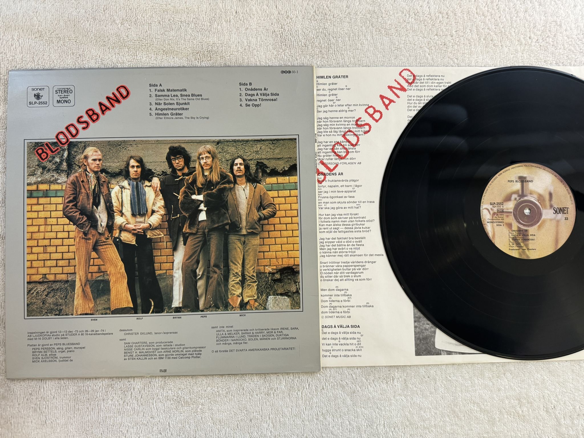 Omslagsbild för skivan PEPS BLODSBAND LP -74 Swe SONET SLP 2552