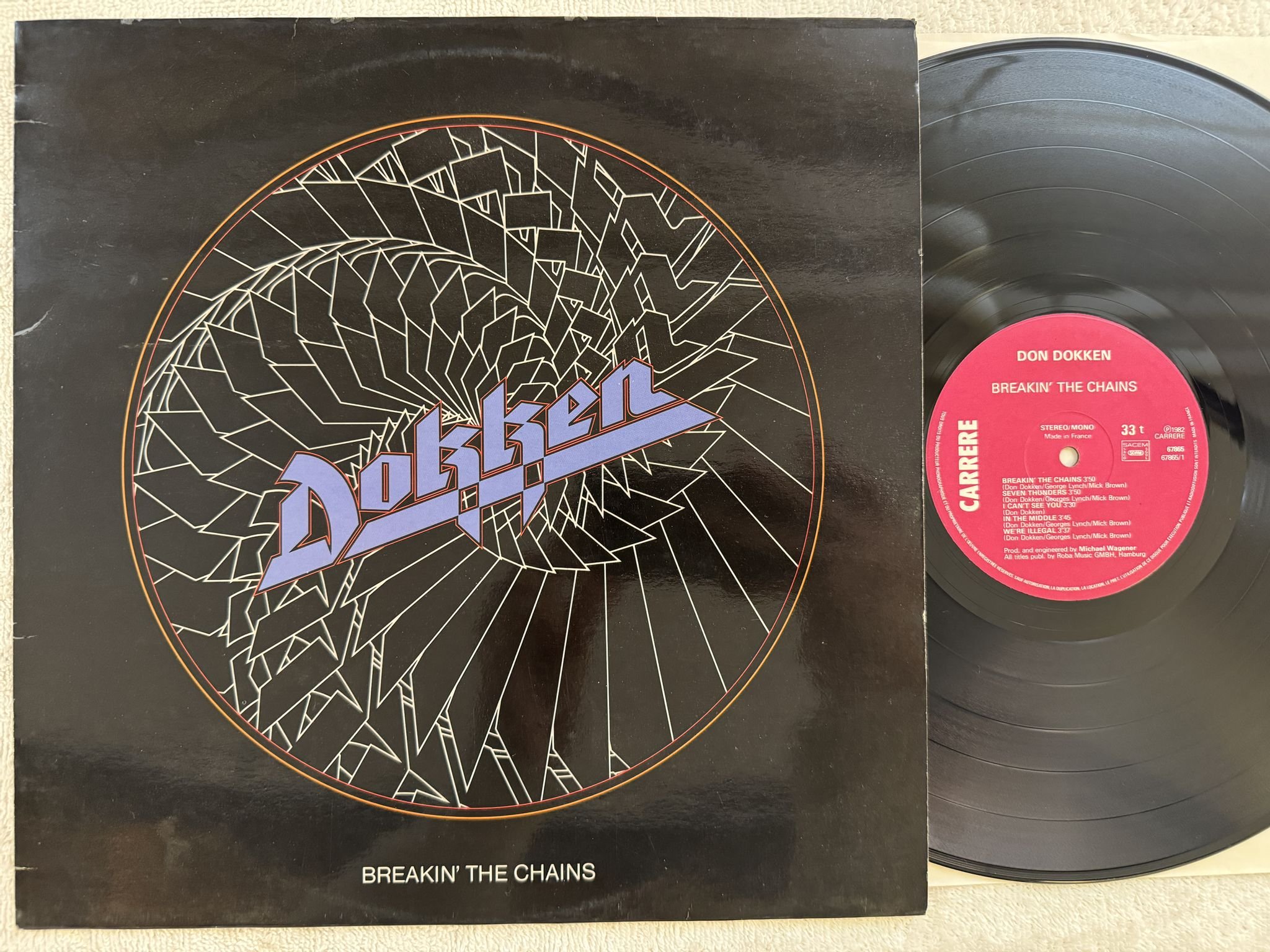 Omslagsbild för skivan DON DOKKEN breakin the chains LP -82 Fra CARRERE 67865