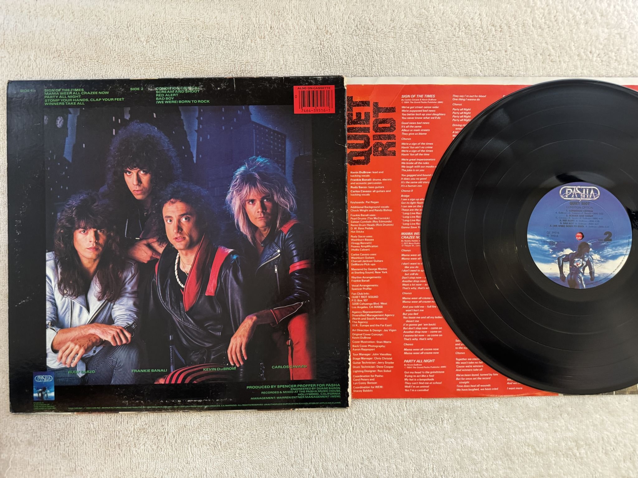 Omslagsbild för skivan QUIET RIOT condition critical LP -84 PASHA QZ 39516