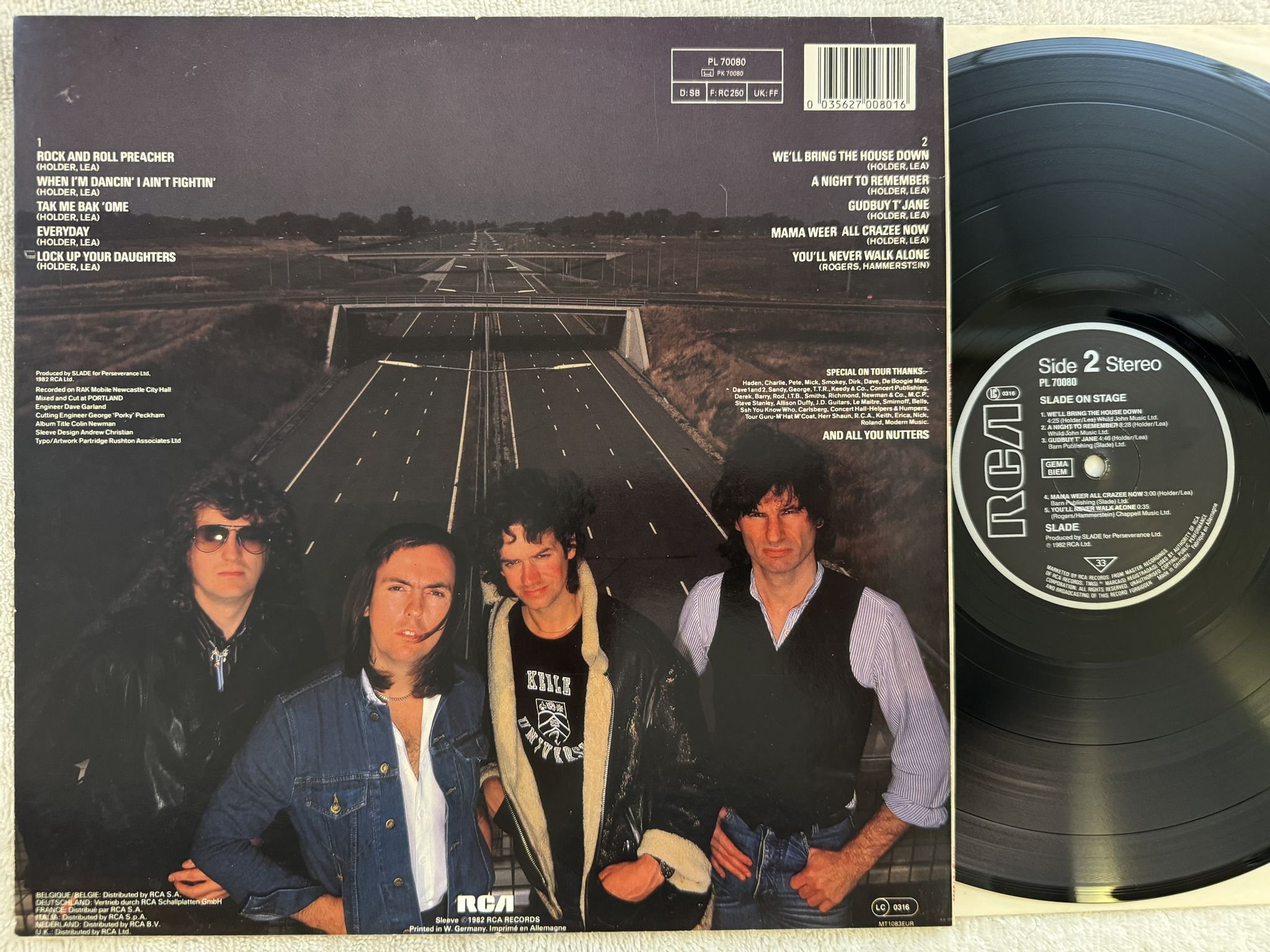 Omslagsbild för skivan SLADE on stage LP -82 Ger RCA PL 70080