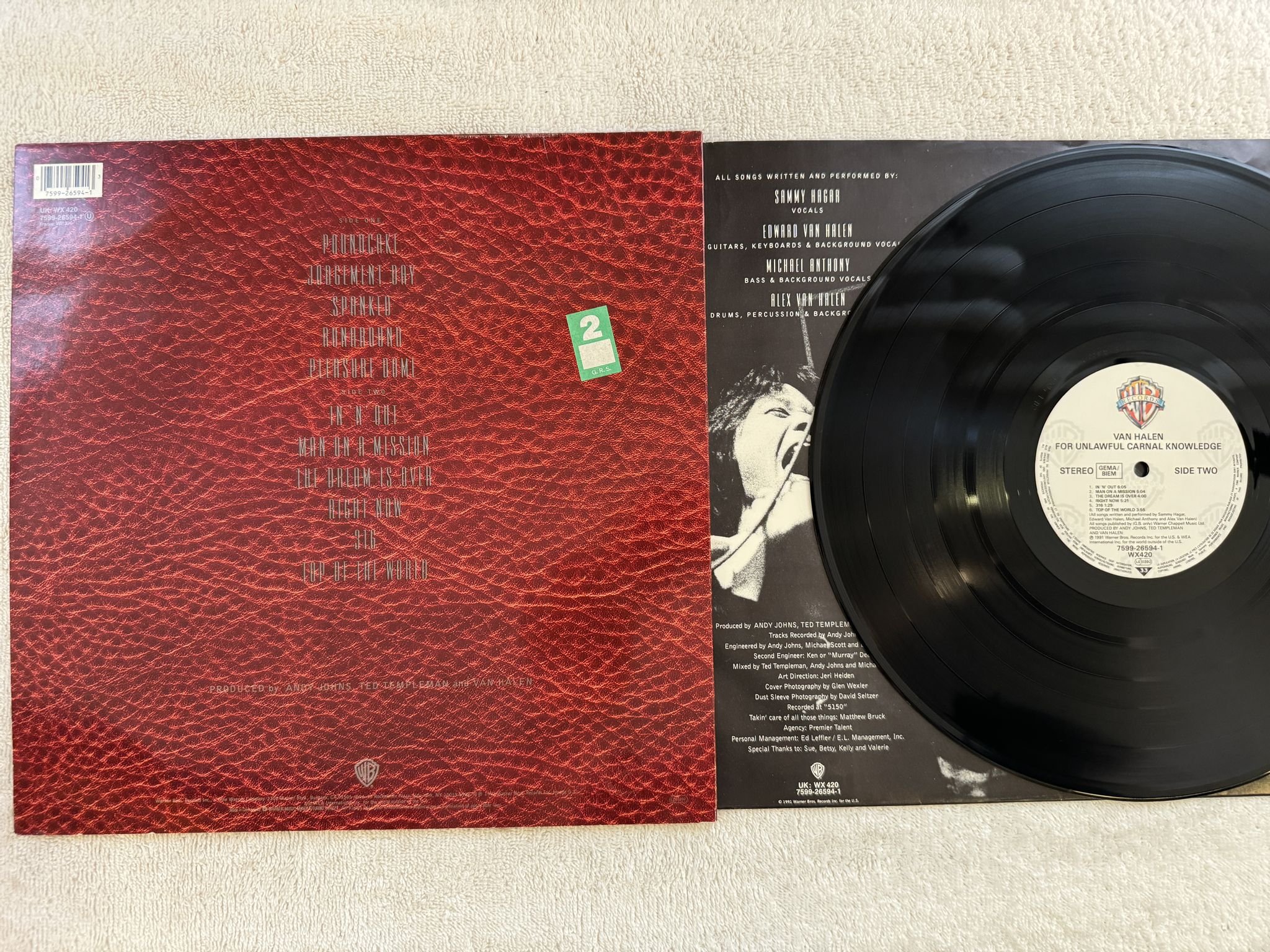 Omslagsbild för skivan VAN HALEN for unlawful carnal knowledge LP -91 Ger WARNER 7599-26594-1