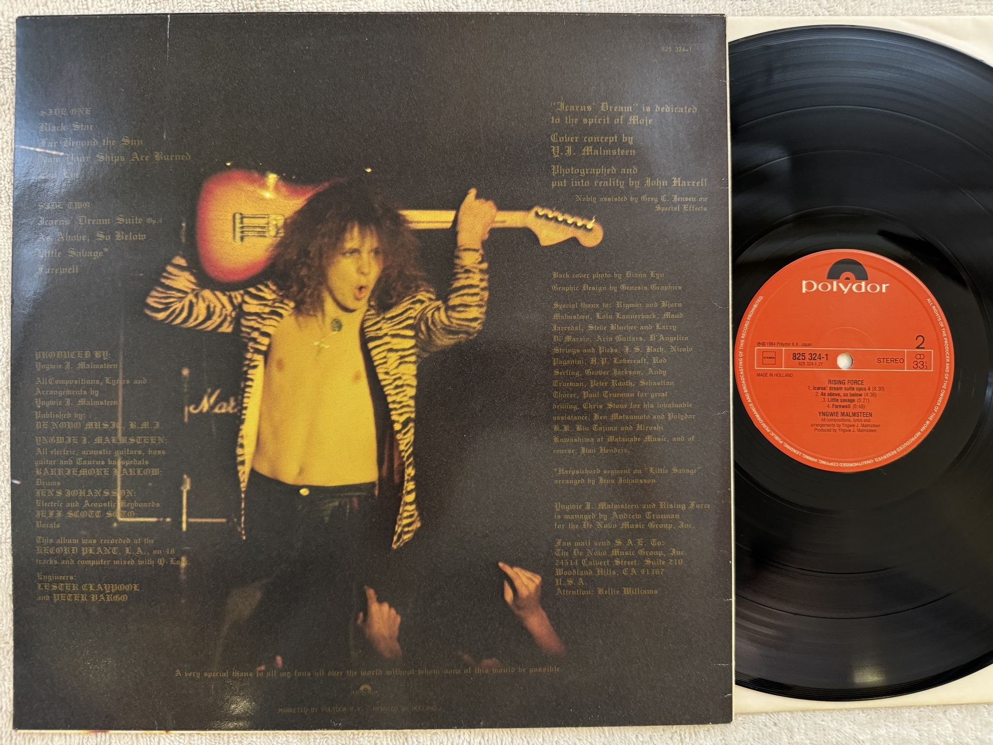 Omslagsbild för skivan YNGWIE MALMSTEEN rising force LP -84 Hol POLYDOR 825 324-1