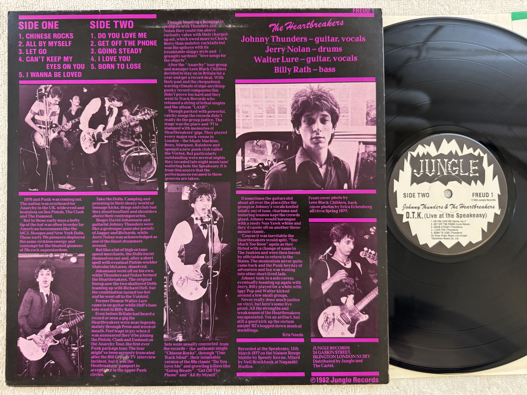 Omslagsbild för skivan JOHNNY THUNDERS & THE HEARTBREAKERS d.t.k. LP -82 JUNGLE FREUD 1