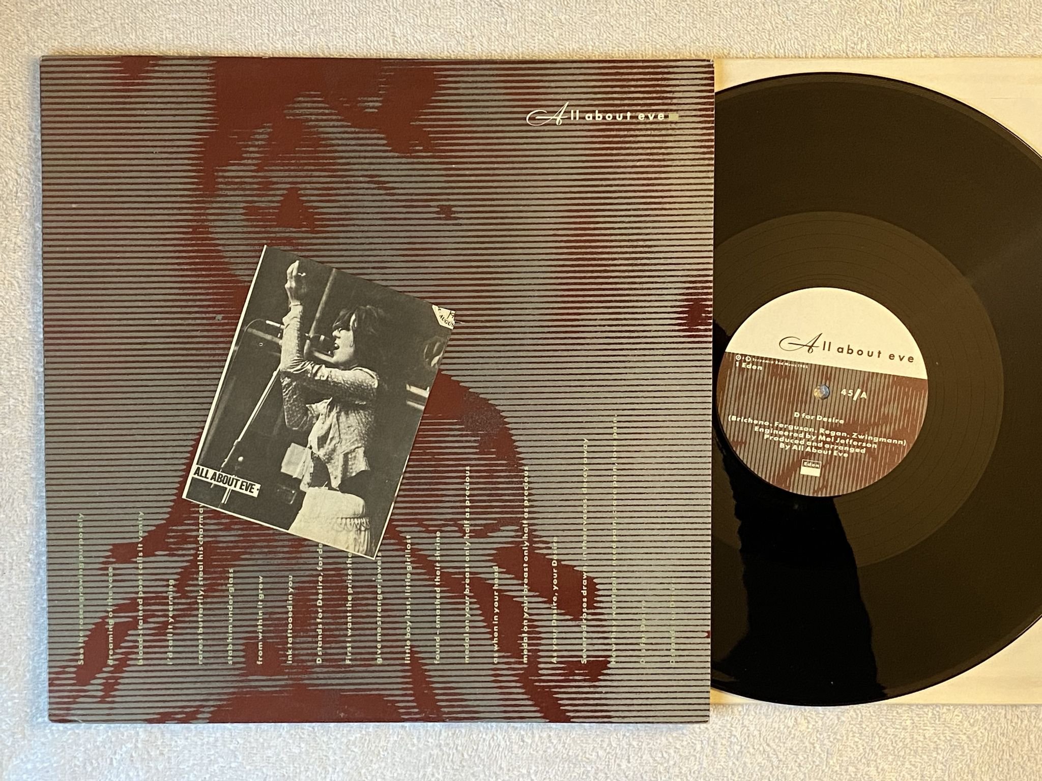 Omslagsbild för skivan ALL ABOUT EVE D For Desire 12" -85 UK EDEN 1 Eden *** GOTH ROCK ***