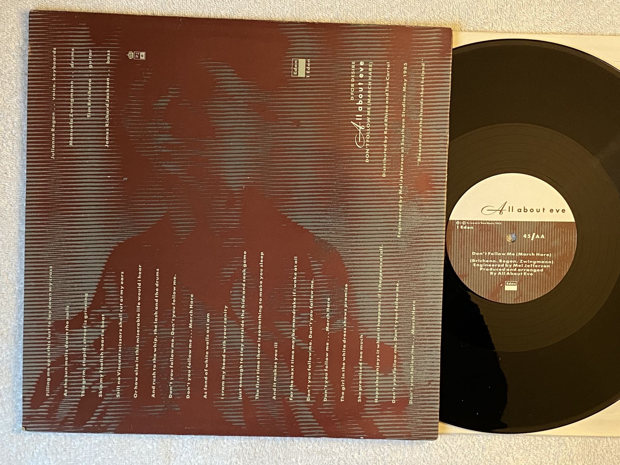 Omslagsbild för skivan ALL ABOUT EVE D For Desire 12" -85 UK EDEN 1 Eden *** GOTH ROCK ***