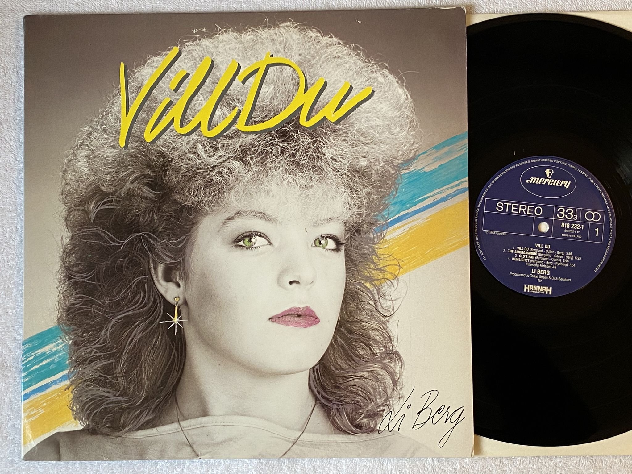 Omslagsbild för skivan LI BERG vill du LP -84 MERCURY 818232-1 *** SWEDISH BOOGIE / DISCO ***