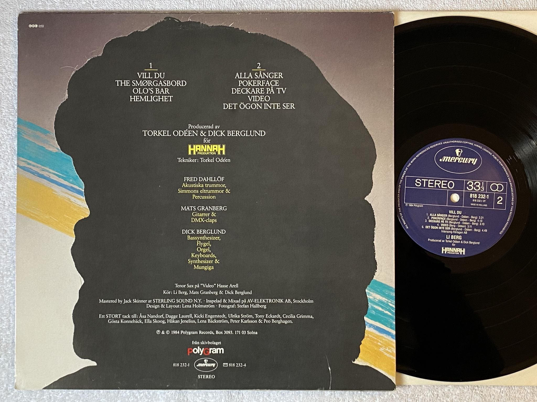 Omslagsbild för skivan LI BERG vill du LP -84 MERCURY 818232-1 *** SWEDISH BOOGIE / DISCO ***