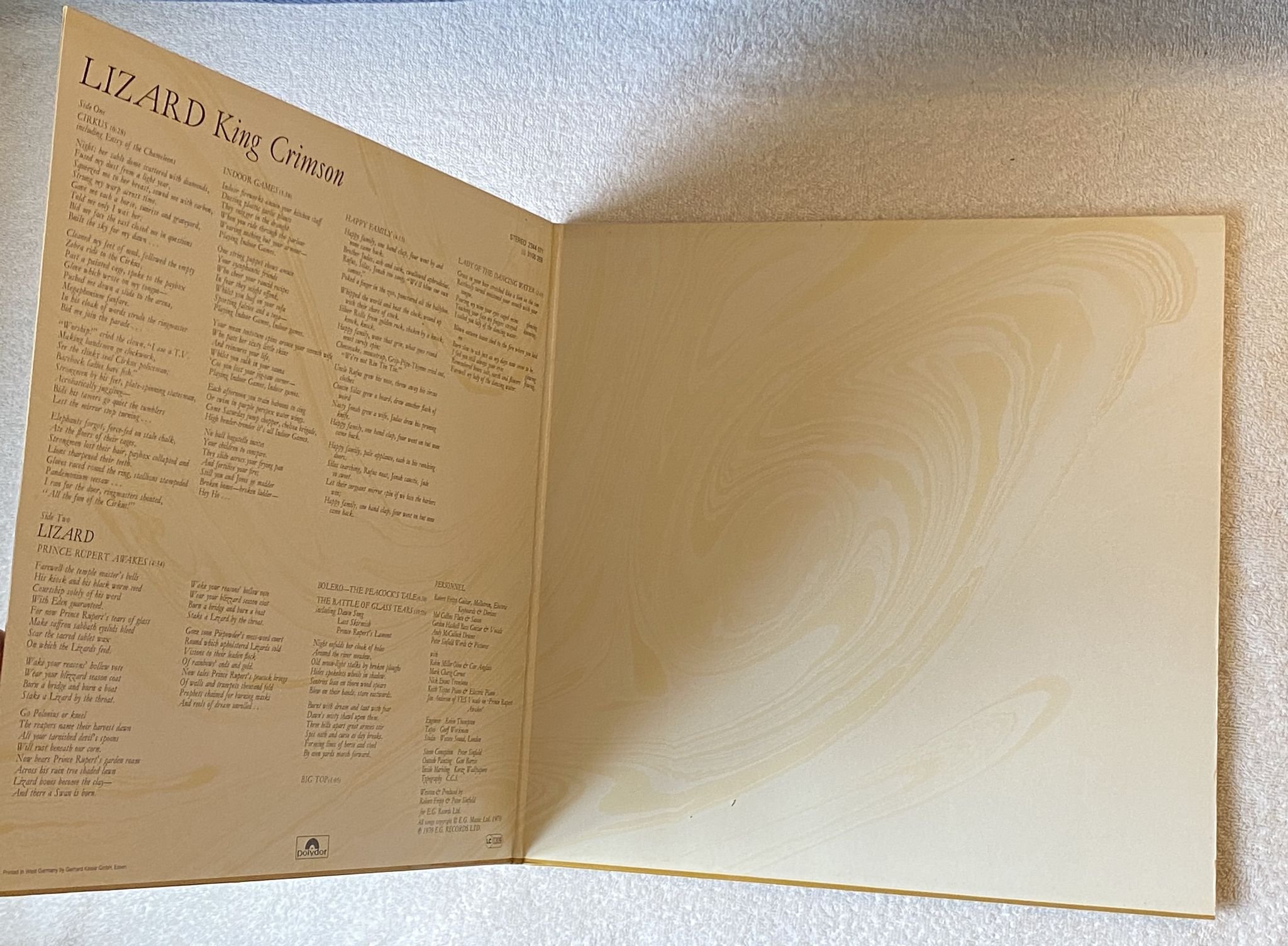 Omslagsbild för skivan KING CRIMSON lizard LP re Ger POLYDOR 2344071