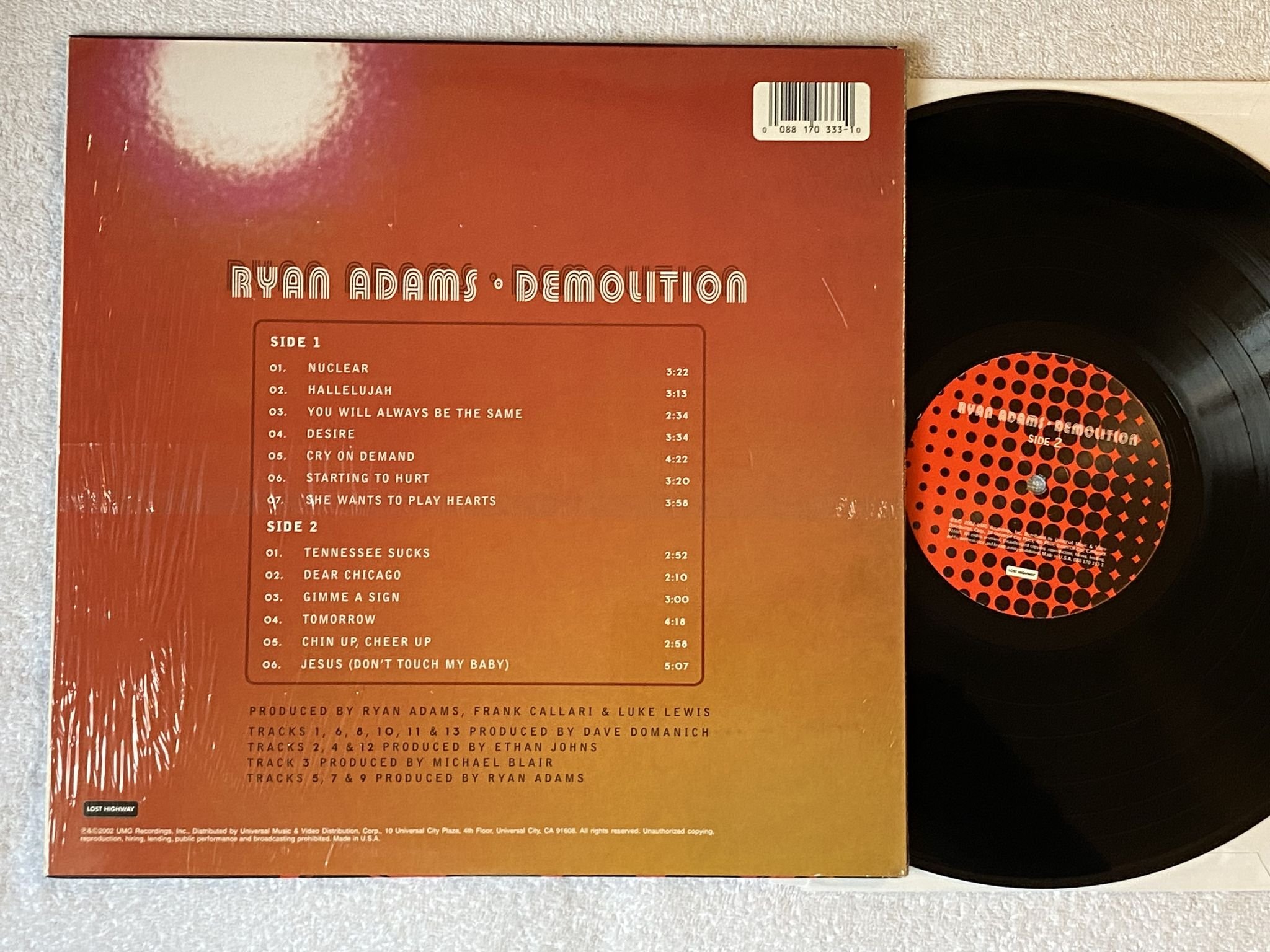 Omslagsbild för skivan RYAN ADAMS demolition LP 2002 US LOST HIGHWAY 088 170 333-1