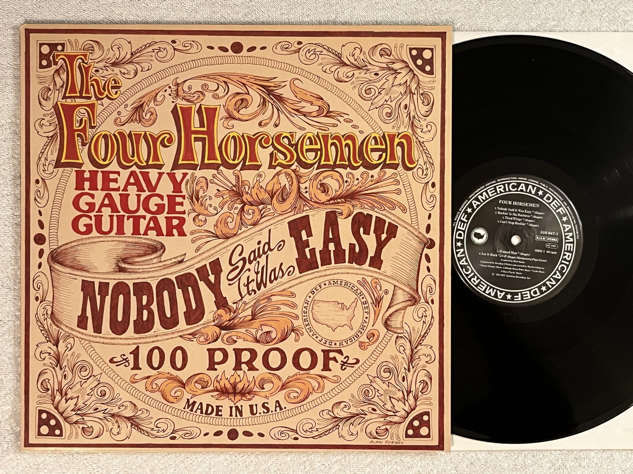 Omslagsbild för skivan THE FOUR HORSEMEN Nobody Said It Was Easy LP -91 DEF AMERICAN 510047-1 * RARE *