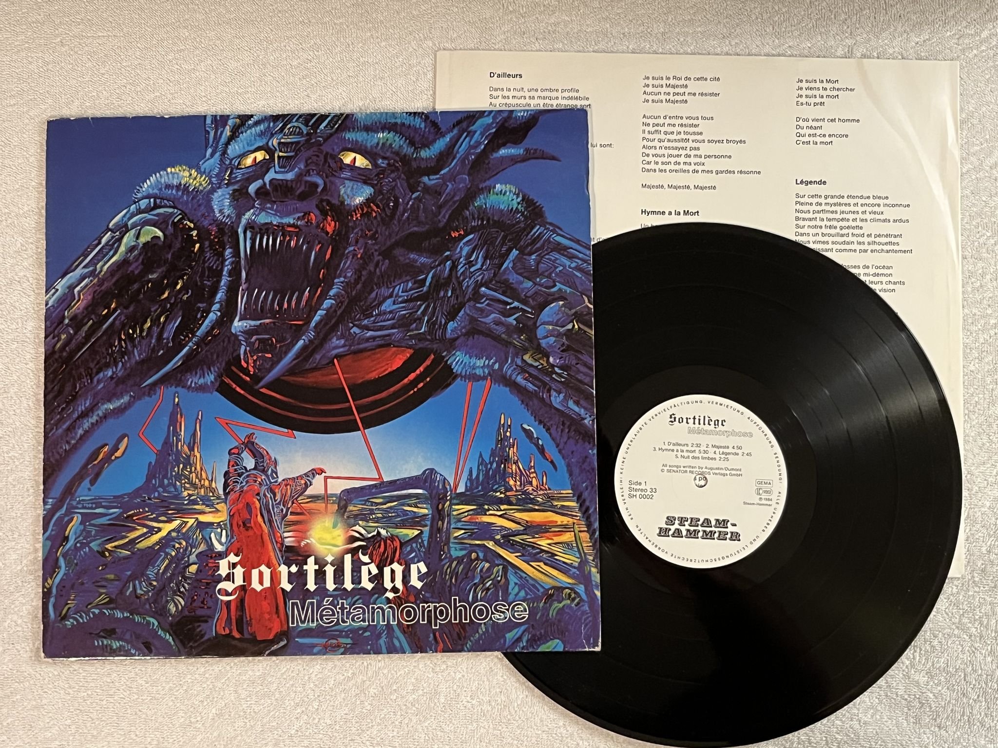 Omslagsbild för skivan SORTILEGE Métamorphose LP -84 Ger STEAMHAMMER SH 0002 ** HEAVY METAL **