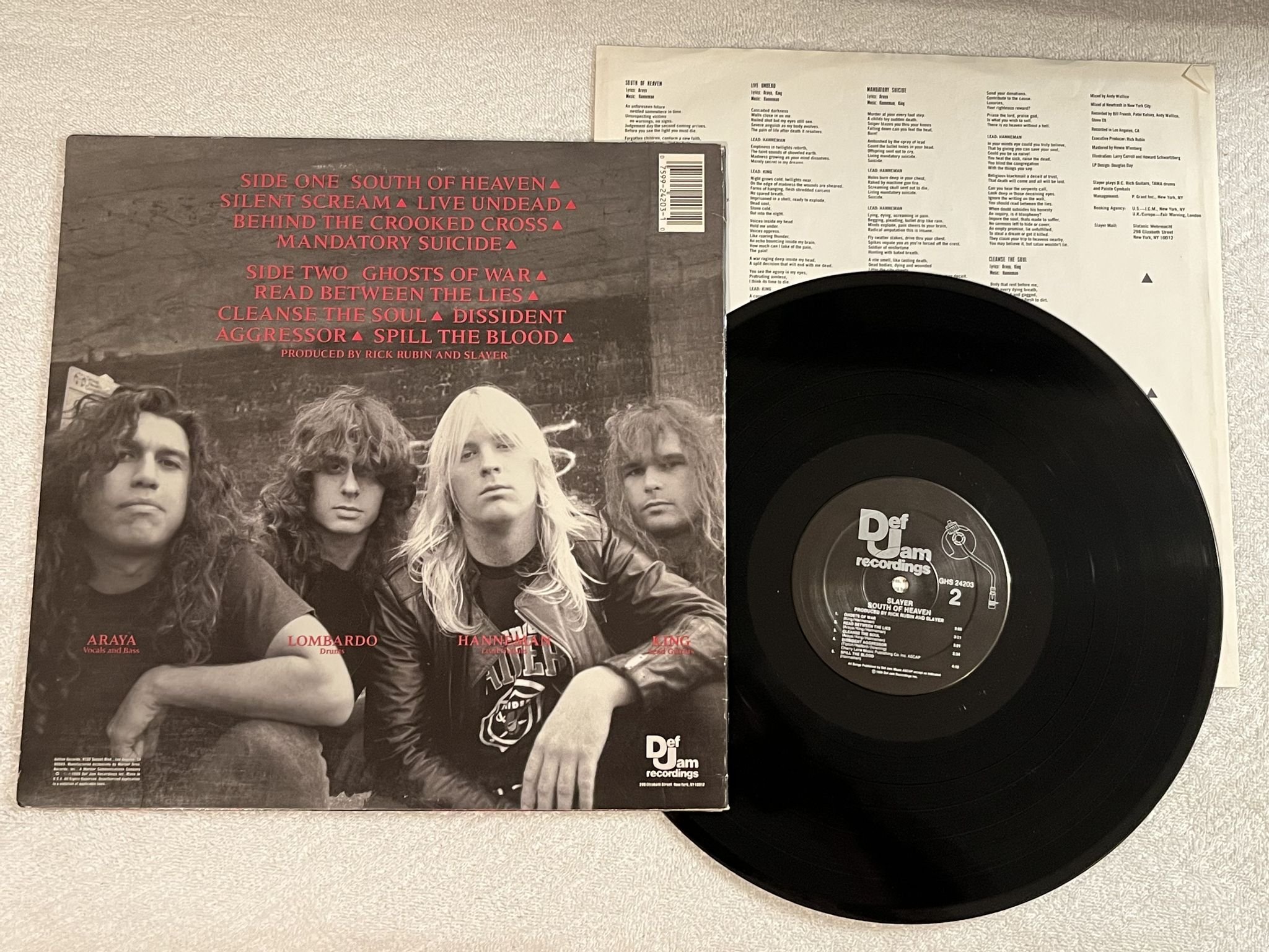 Omslagsbild för skivan SLAYER South Of Heaven LP -88 US DEF JAM GHS 24203 ** TRASH METAL ***