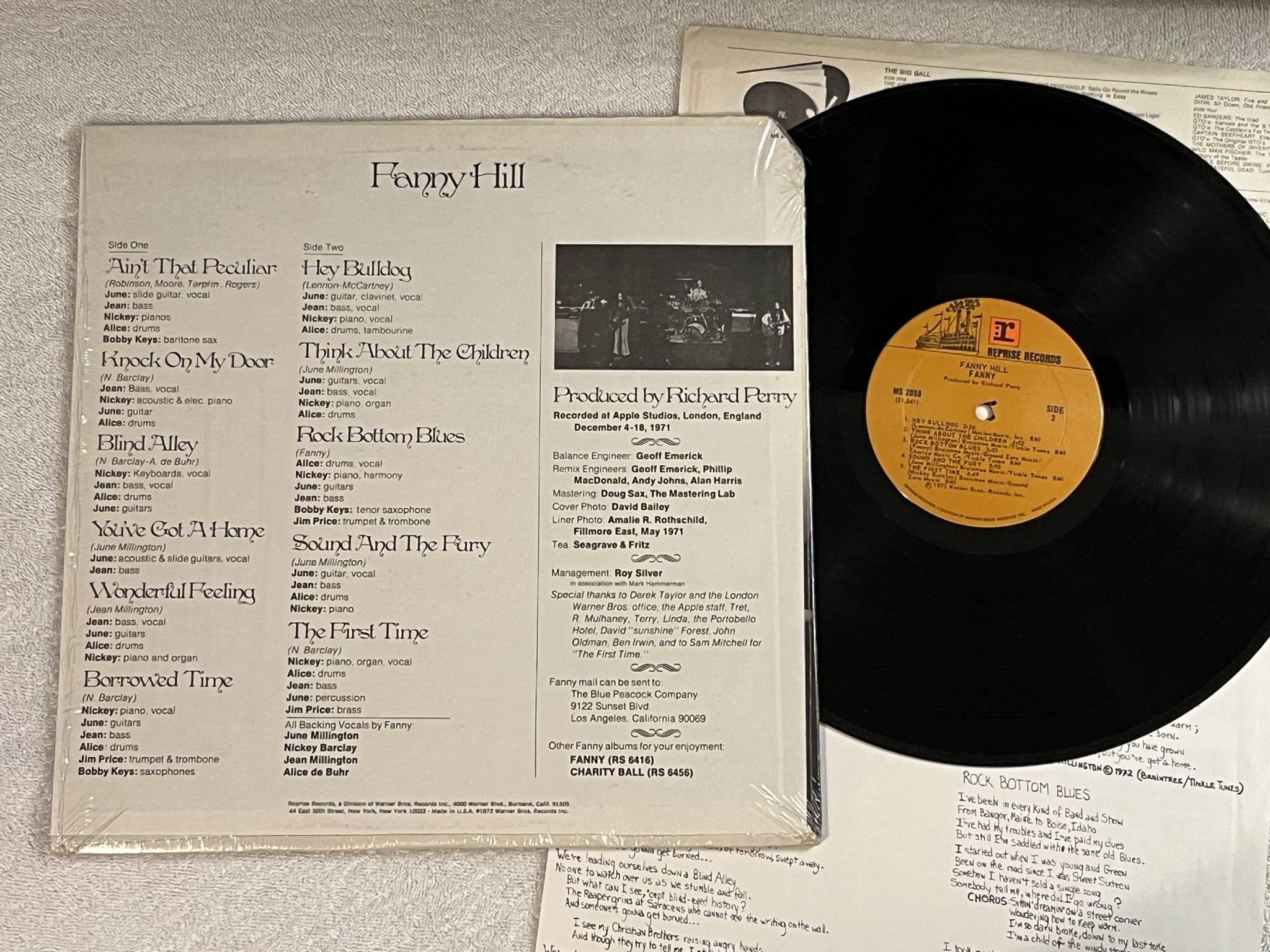 Omslagsbild för skivan FANNY Fanny Hill LP -72 US REPRISE MS 2058