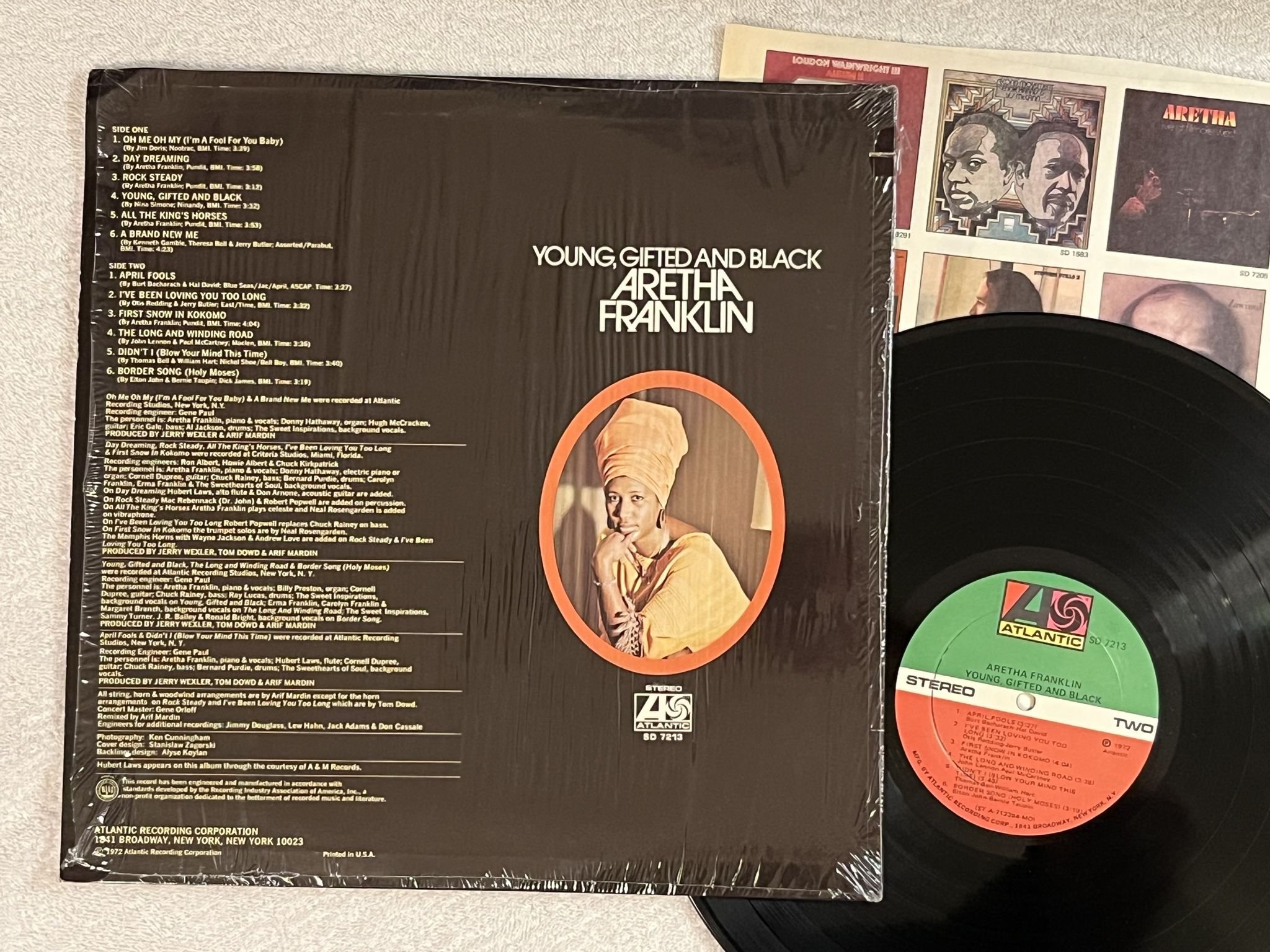 Omslagsbild för skivan ARETHA FRANKLIN young gifted and black LP -72 US ATLANTIC SD 7213
