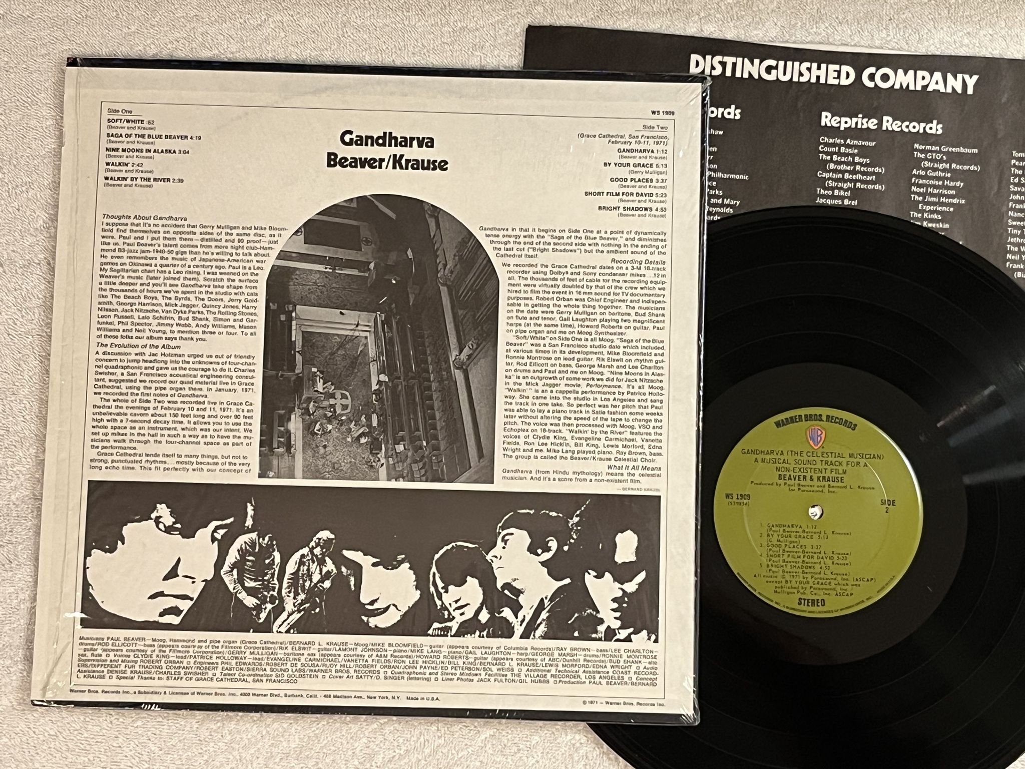 Omslagsbild för skivan BEAVER & KRAUSE Gandharva LP -71 US WARNER BROS WS 1909