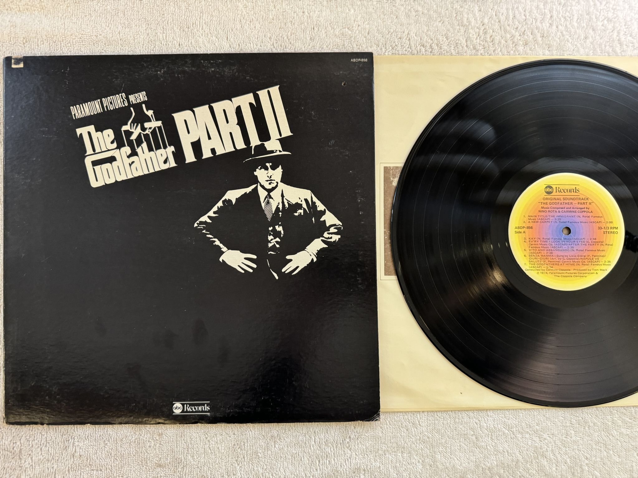 Omslagsbild för skivan NINO ROTA the Godfather part II LP -74 US ABC SBDP 856