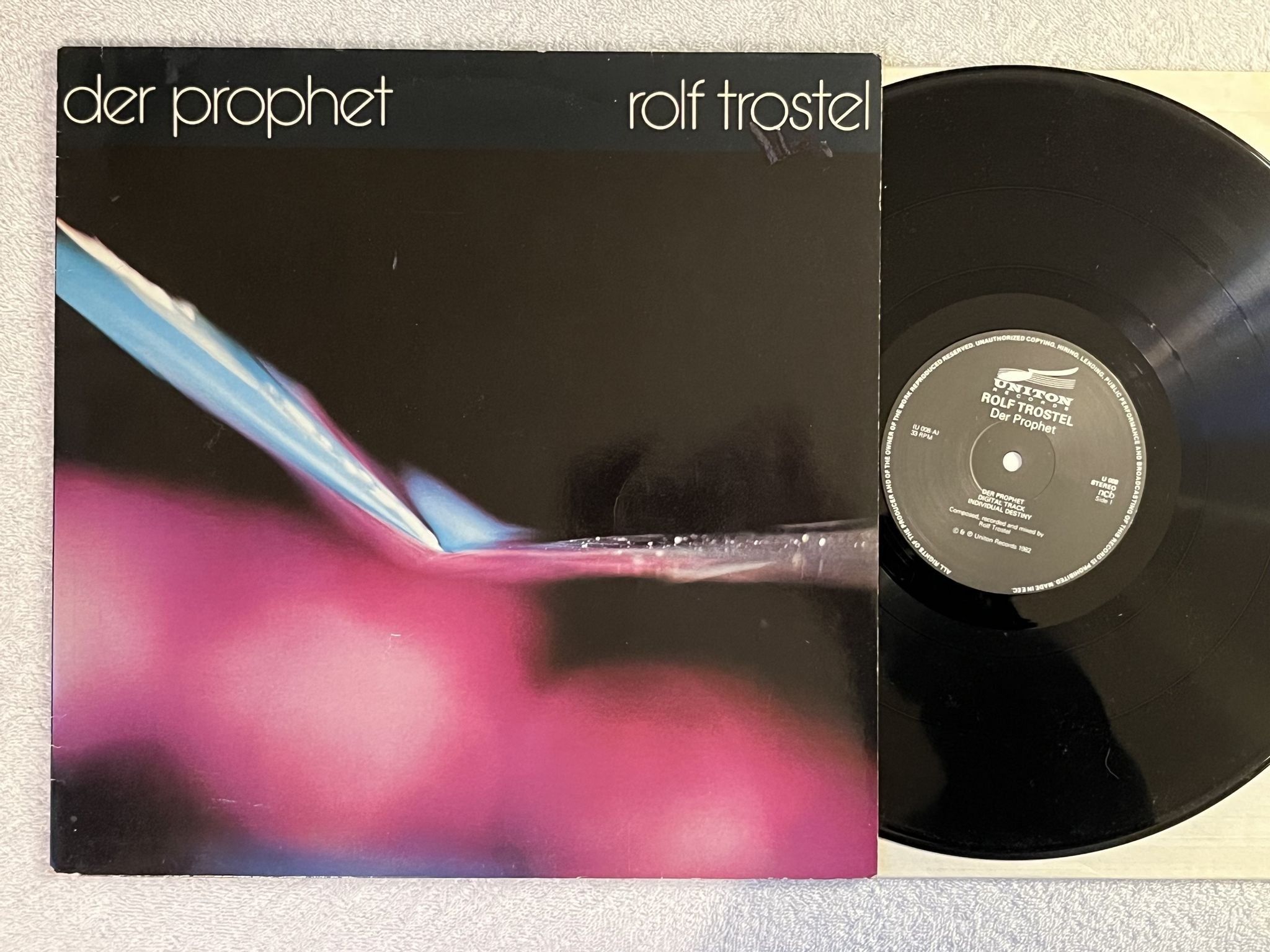 Omslagsbild för skivan ROLF TROSTEL der prophet LP -82 Nor UNITON U008 *** Berlin-School ***