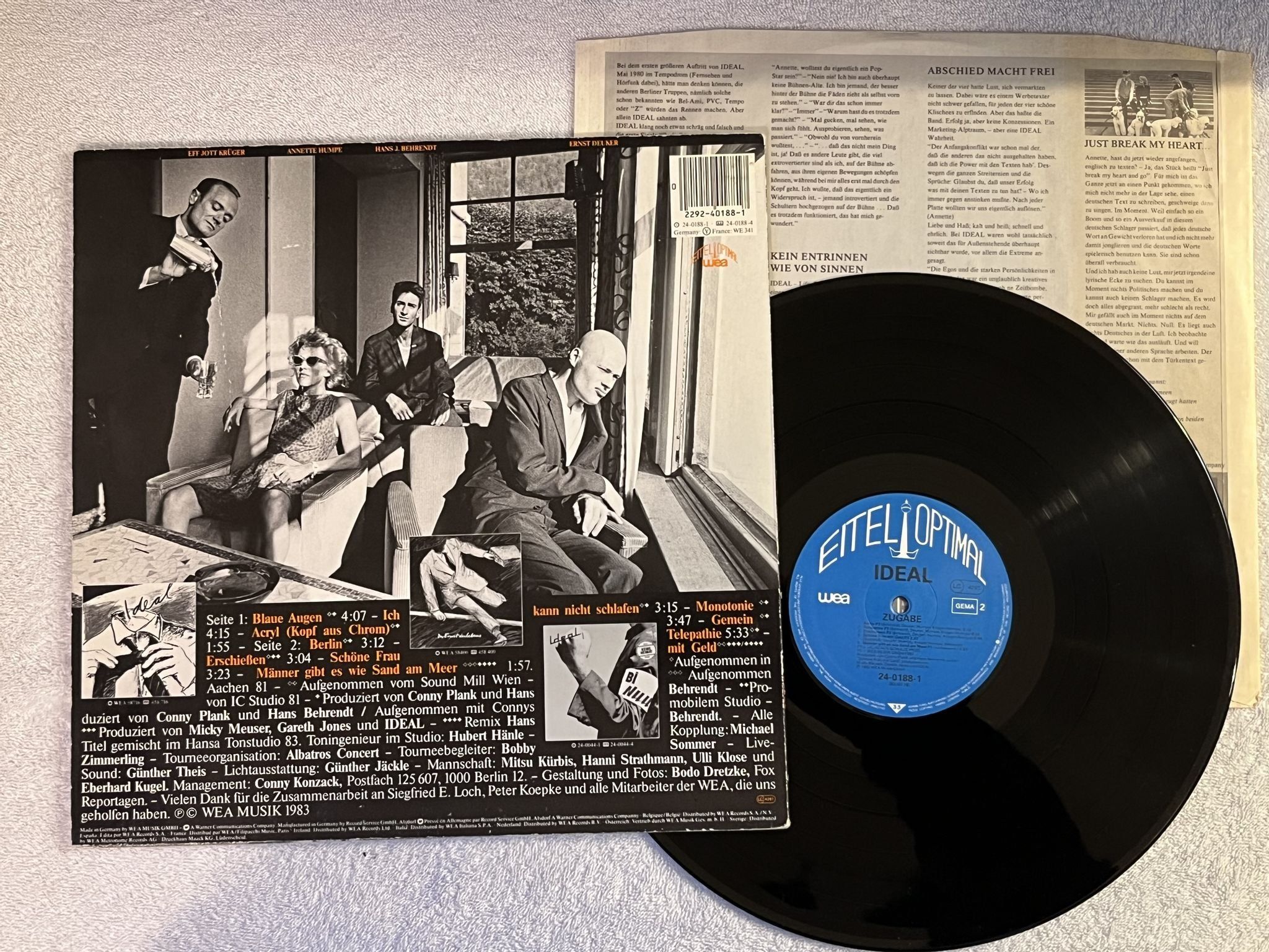 Omslagsbild för skivan IDEAL Zugabe LP -83 Ger EITEL OPTIMAL 24-0188-1 ** NEW WAVE **