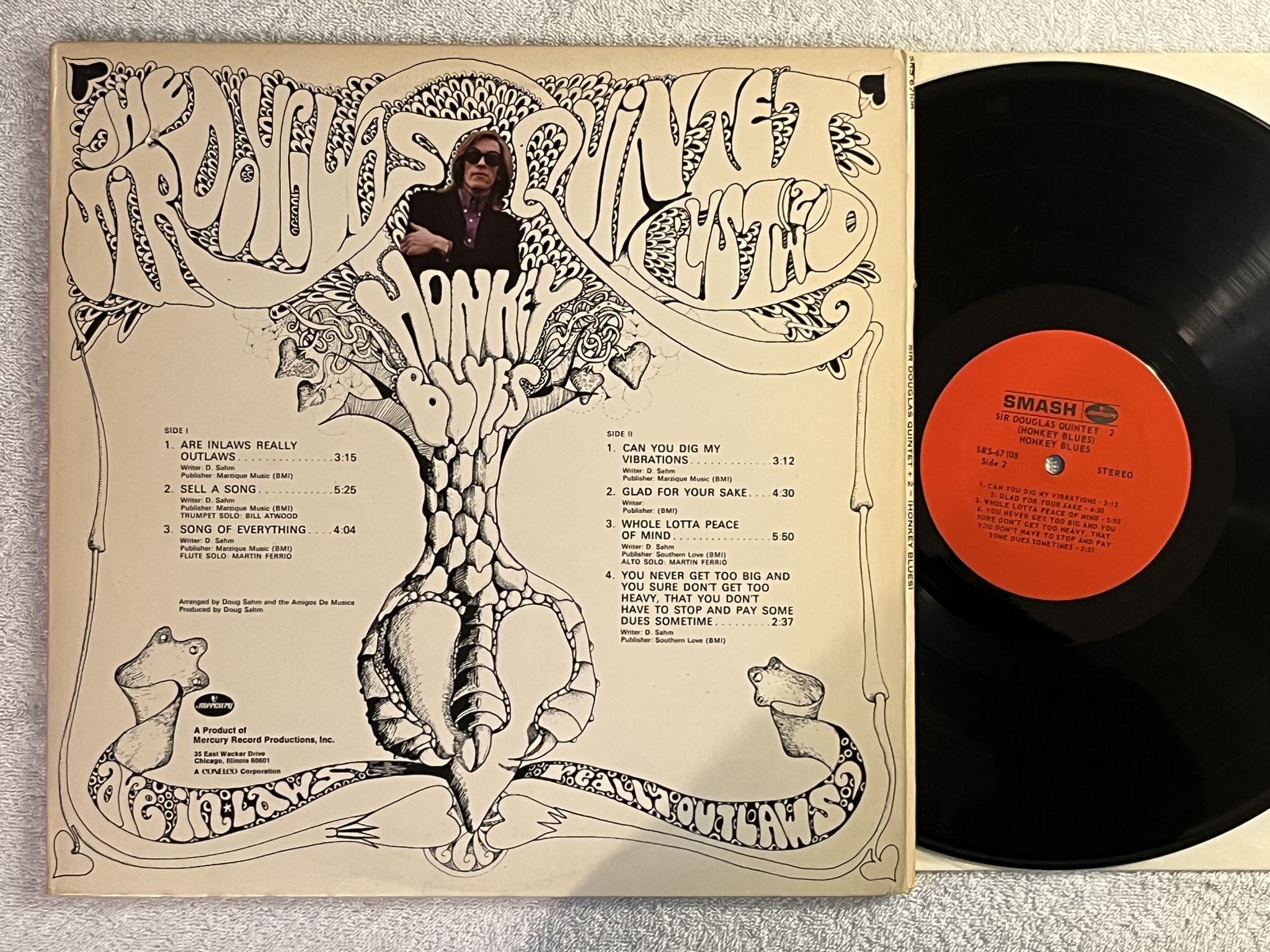 Omslagsbild för skivan sir Douglas quintet + 2 Honkey Blues LP -68 US SMASH SRS 67108