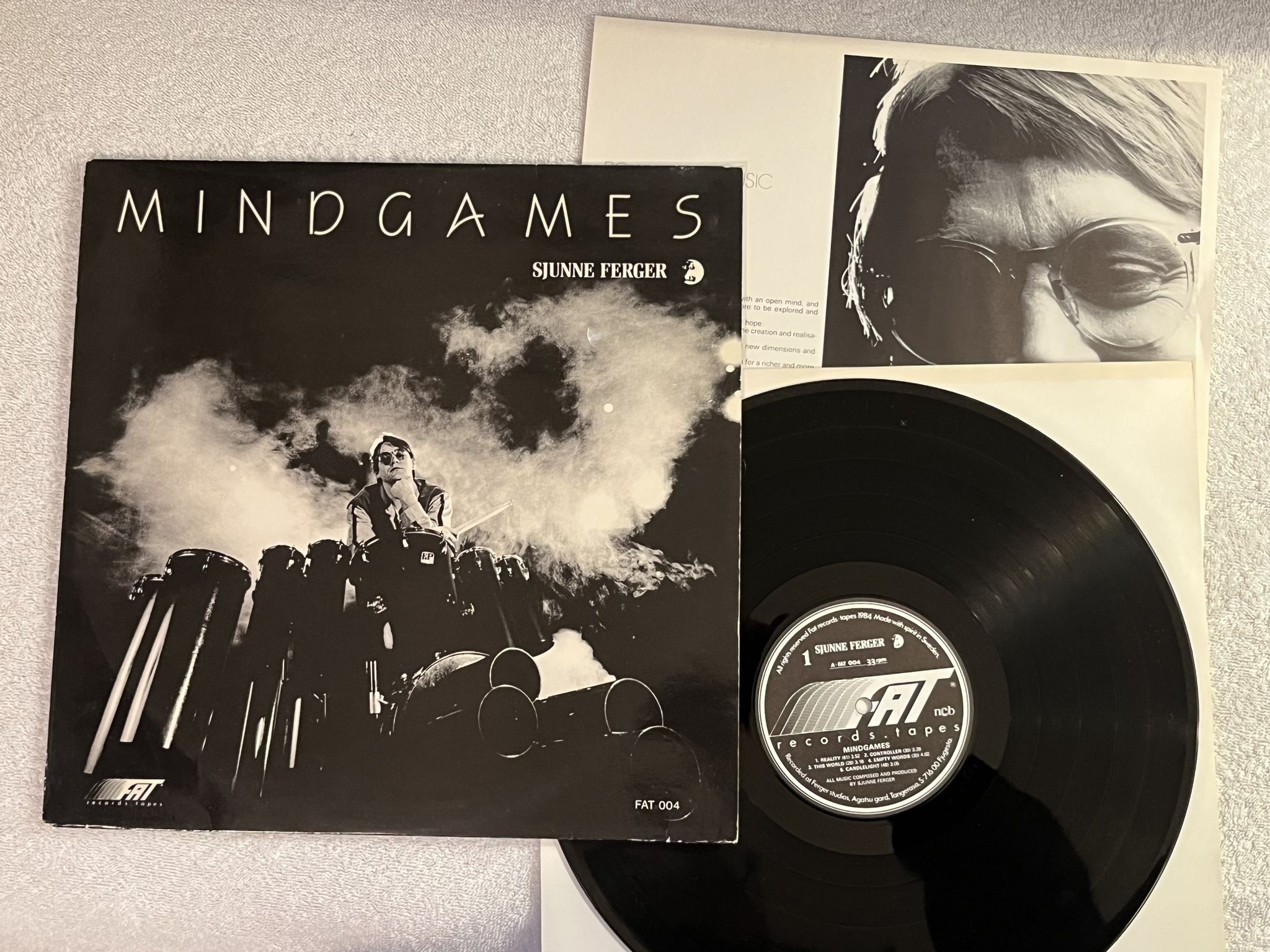Omslagsbild för skivan SJUNNE FERGER mindgames LP -84 FAT RECORDS & TAPES FAT 004 *** RARE ***