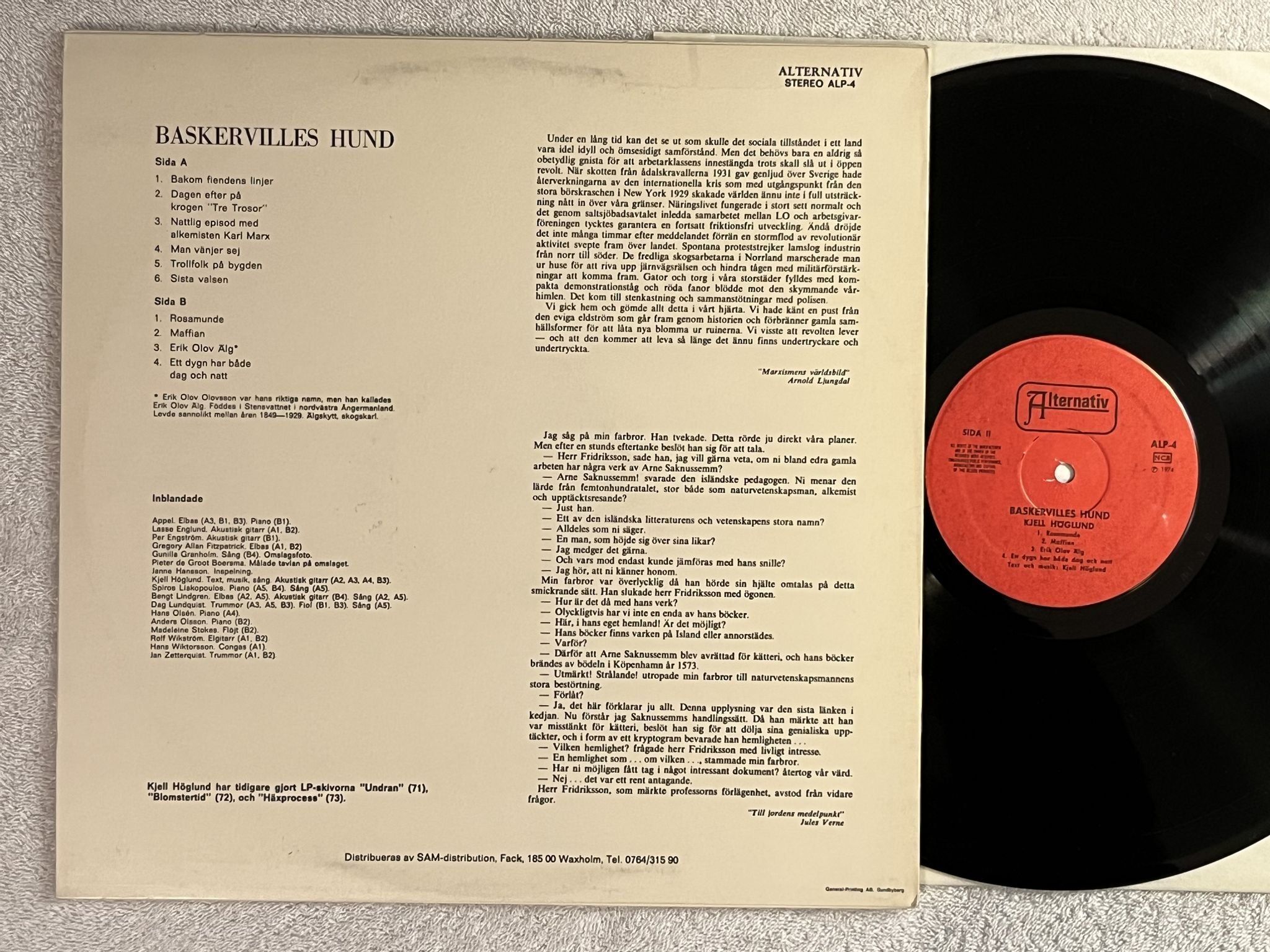 Omslagsbild för skivan KJELL HÖGLUND Baskersvilles hund LP -74 Swe ALTERNATIV ALP-4