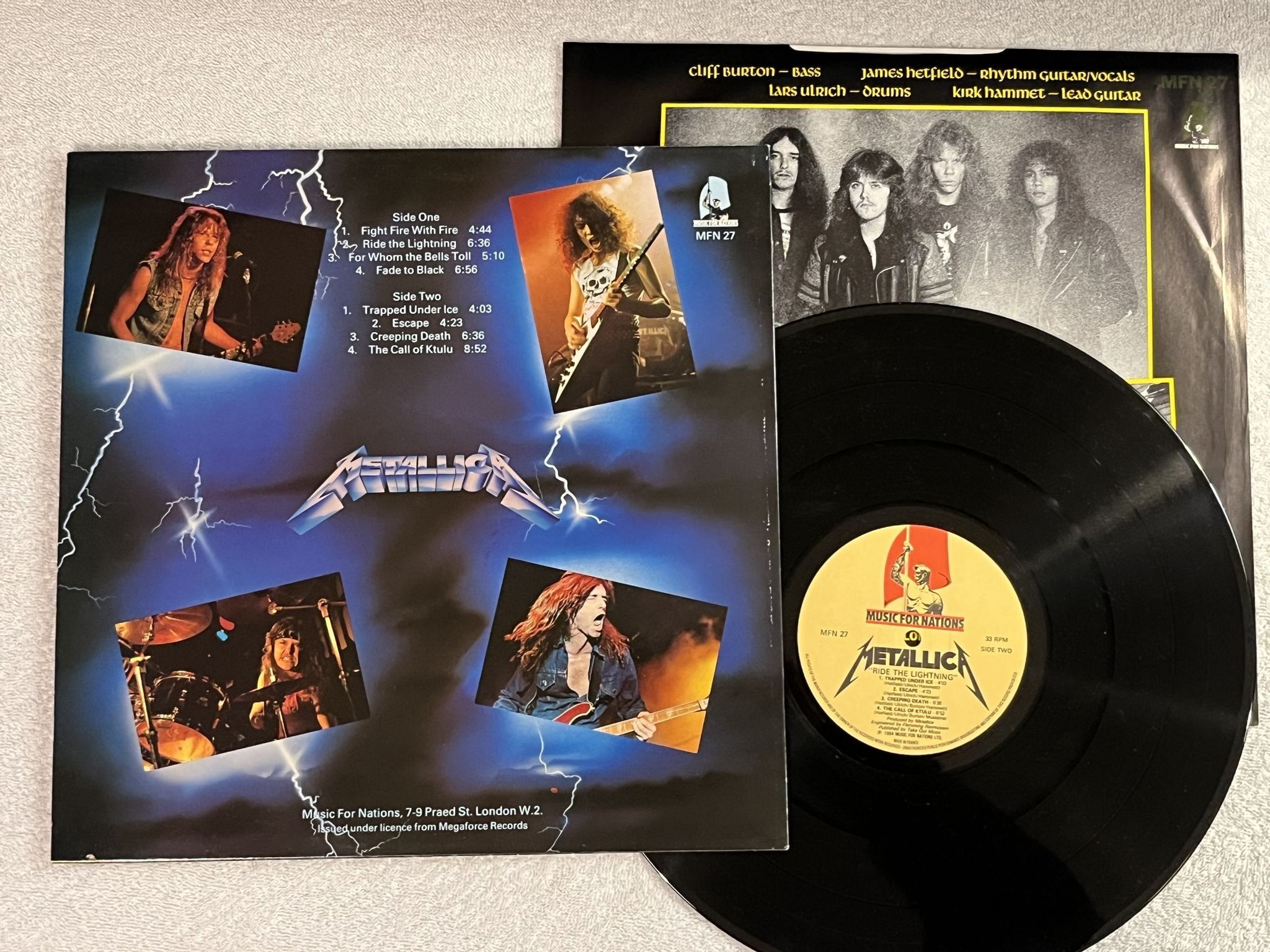 Omslagsbild för skivan METALLICA ride the lightning LP -84 UK MUSIC FOR NATIONS MFN 27