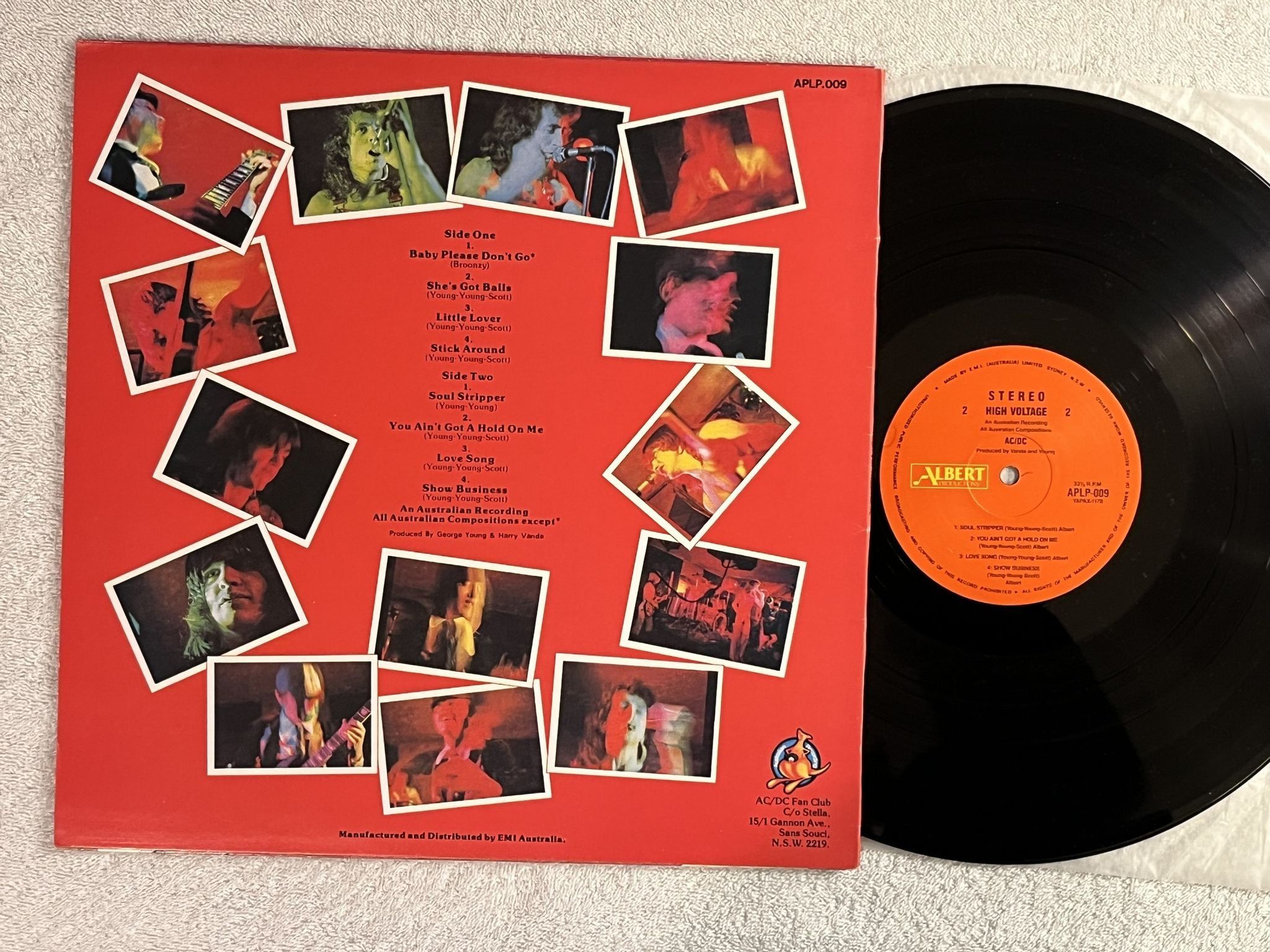 Omslagsbild för skivan AC/DC high voltage LP Australia ALBERT APLP 009