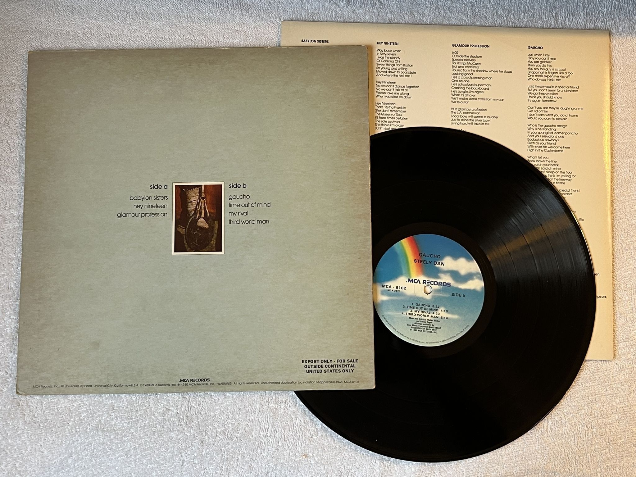 Omslagsbild för skivan STEELY DAN gaucho LP -80 US MCA 6102