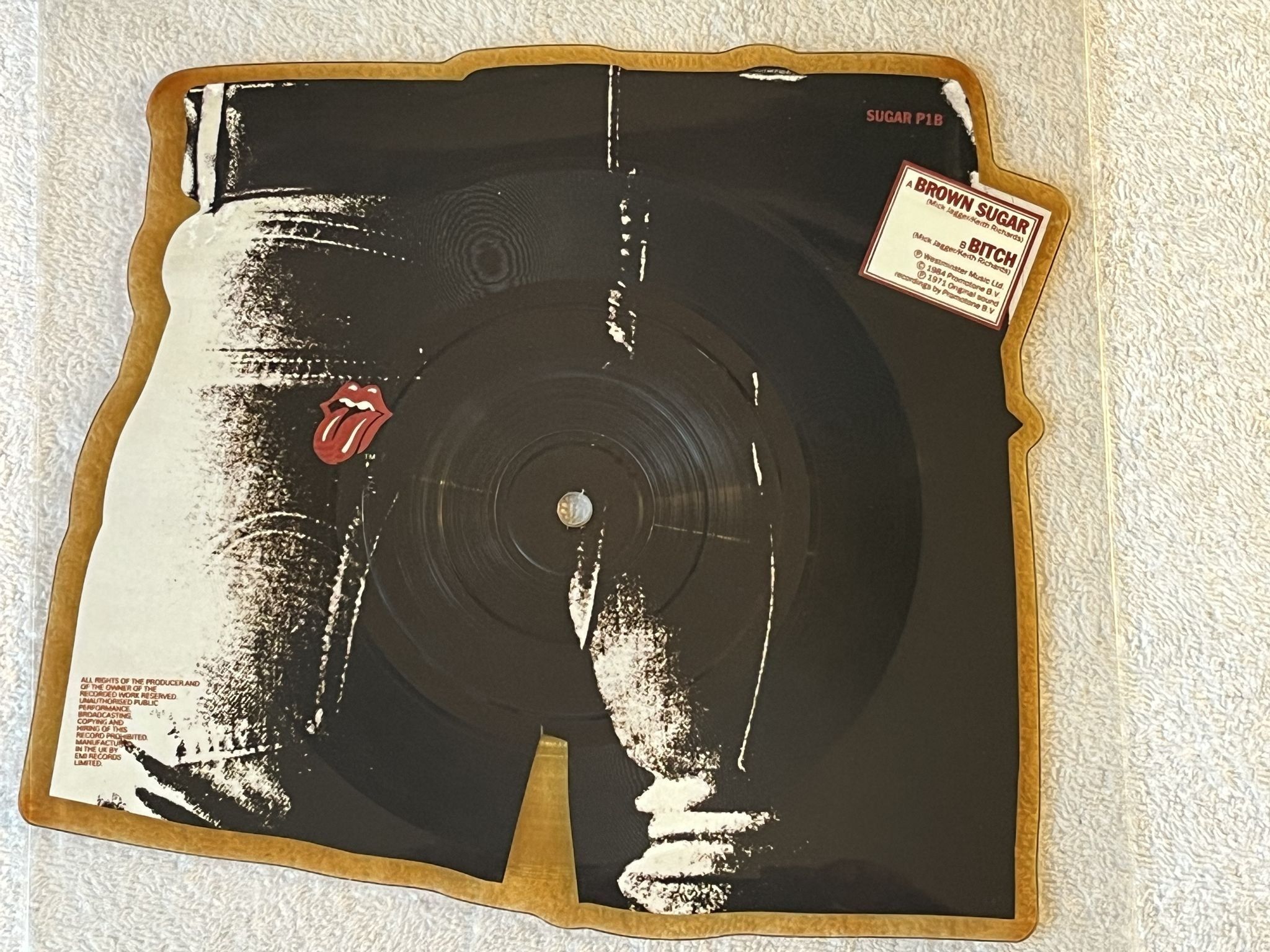 Omslagsbild för skivan ROLLING STONES Brown Sugar 7" PICTURE DISC Sugar p1 ** Andy Warhol ***