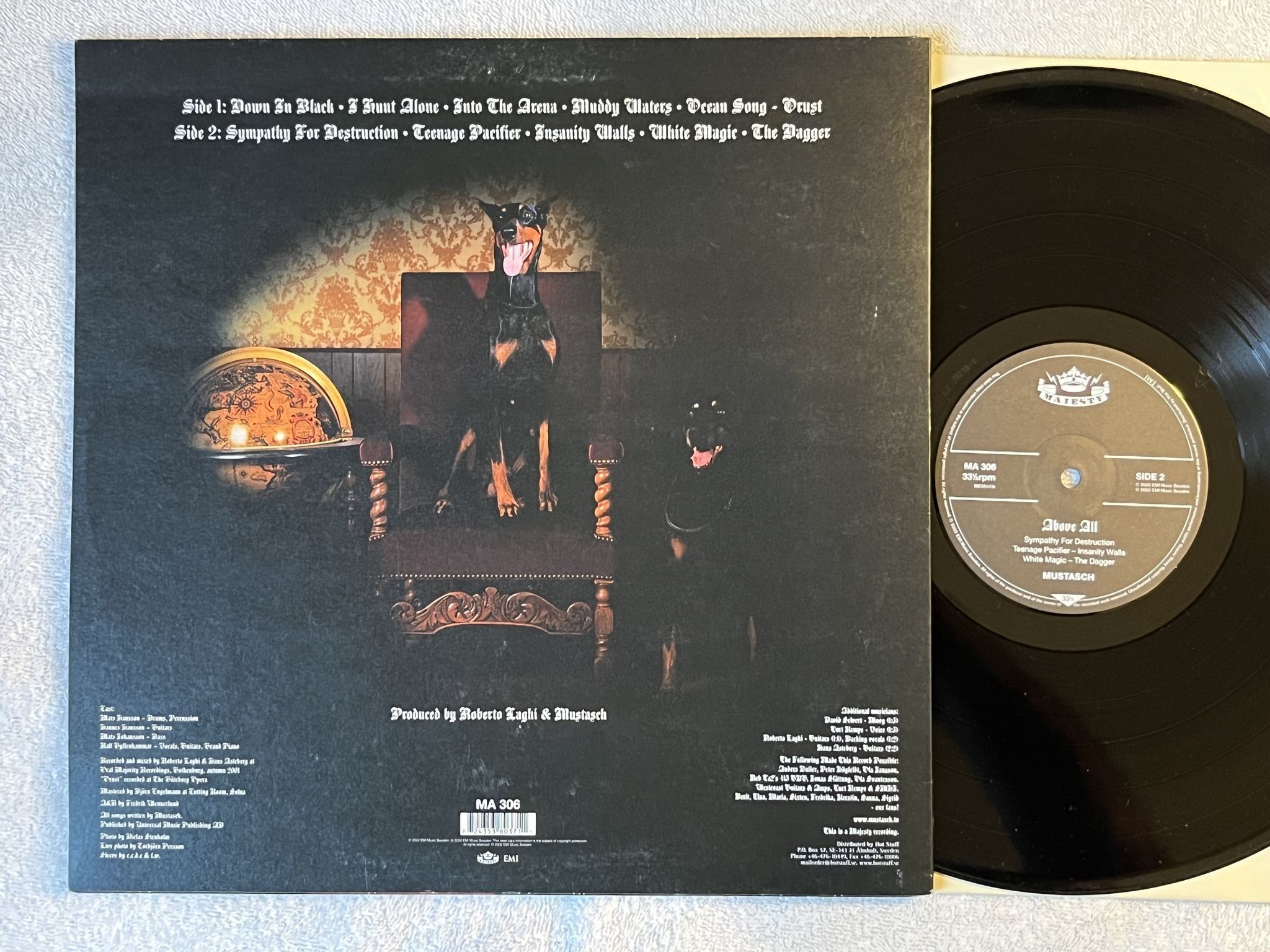 Omslagsbild för skivan MUSTASCH above all LP 2002 Swe MAJESTY MA 306