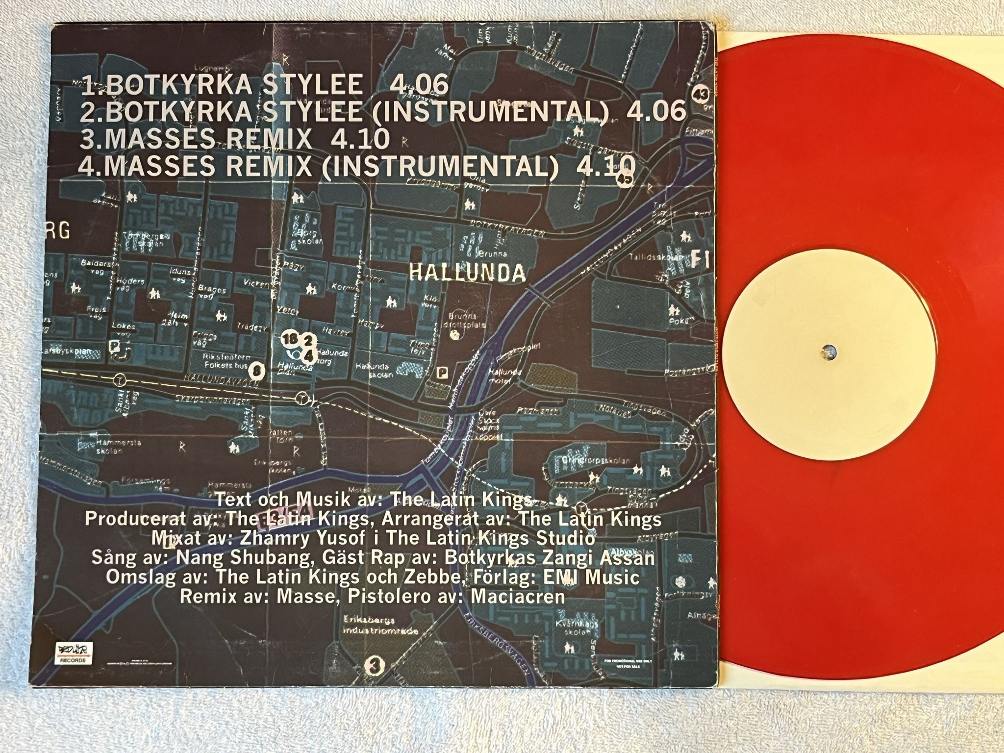 Omslagsbild för skivan THE LATIN KINGS Botkyrka stylee 12"single -96 Swe REDLINE PROMCX 2710
