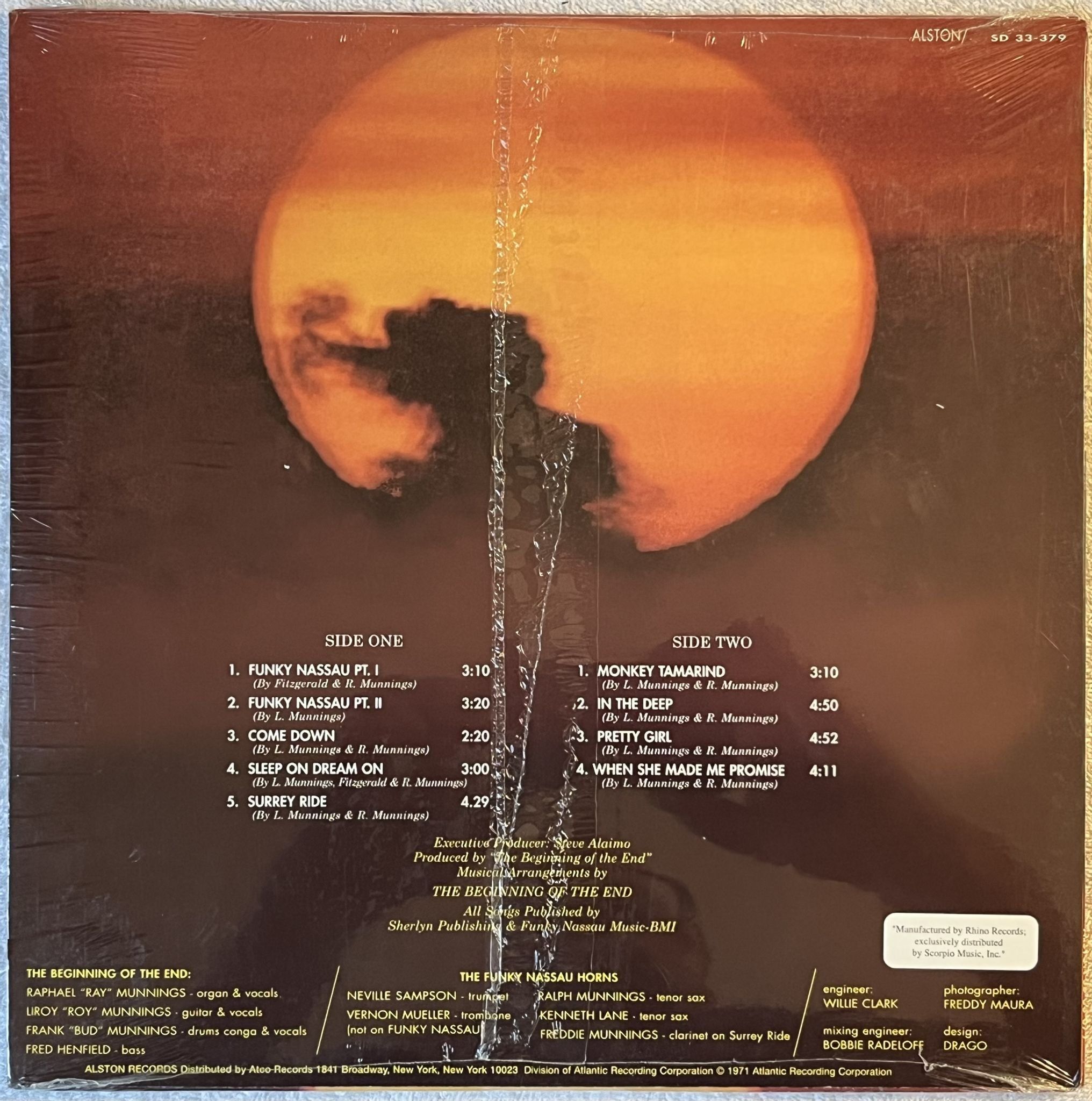 Omslagsbild för skivan THE BEGINNING OF THE END Funky Nassau LP re US RHINO *** SEALED ***