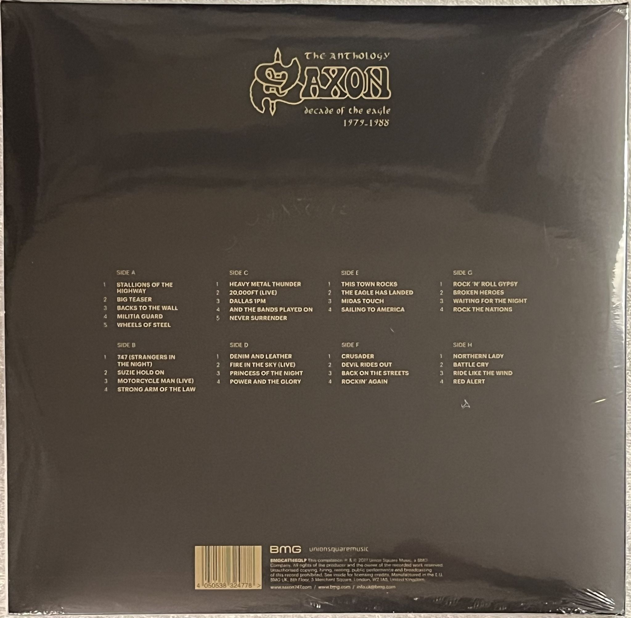 Omslagsbild för skivan SAXON Decade Of The Eagle: The Anthology 1979-1988 4xLP 2017 BMG BMGCAT146QLP