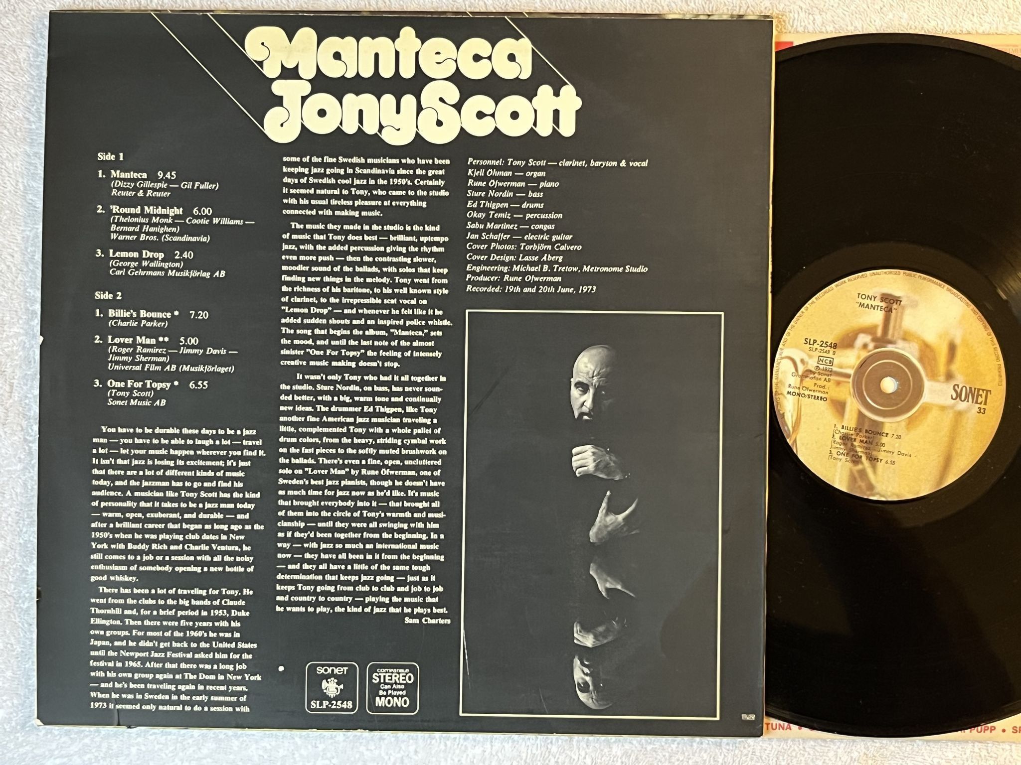 Omslagsbild för skivan TONY SCOTT manteca LP -73 Swe SONET SLP 2548 *** Sabu Martinez ***