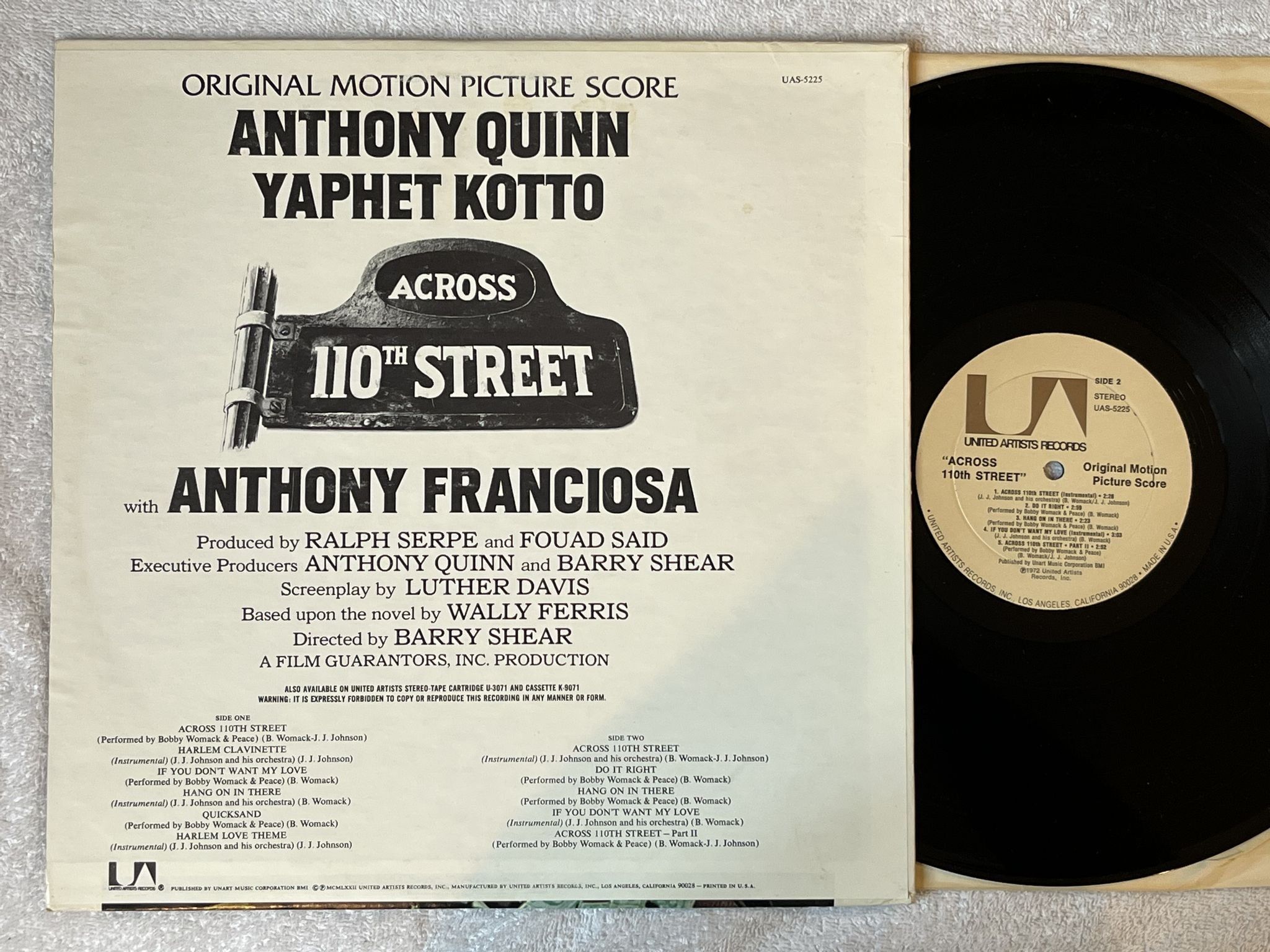 Omslagsbild för skivan BOBBY WOMACK across 110th street LP -72 US UNITED ARTISTS UAS-5225 ** Classic **