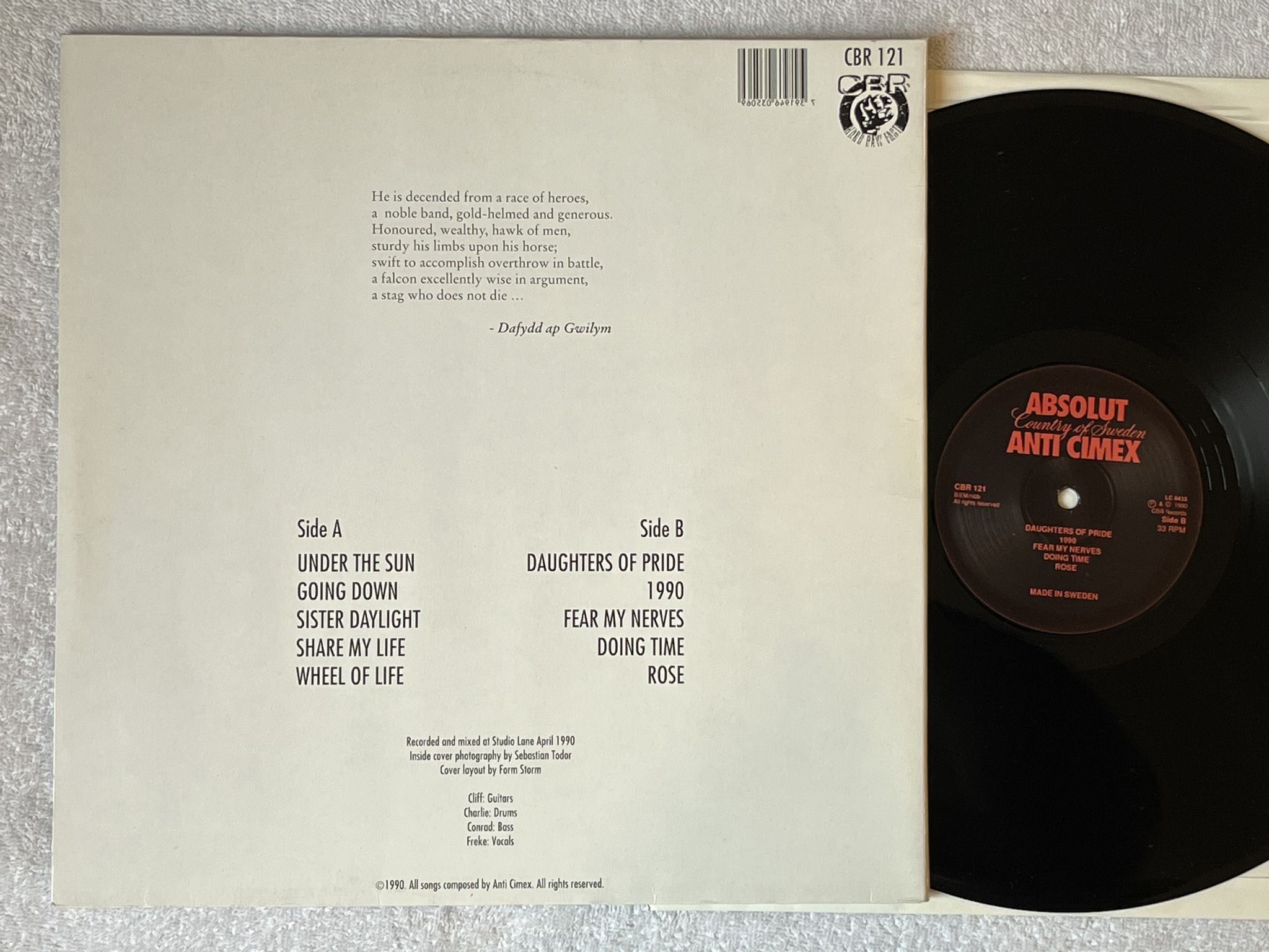 Omslagsbild för skivan ANTI CIMEX absolut country of Sweden LP -90 Swe CBR 121 *** PUNK ***