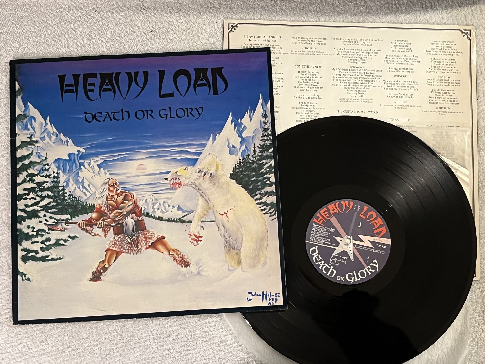 Omslagsbild för skivan HEAVY LOAD Death Or Glory LP + 7"single -82 THUNDERLOAD TLP 822 ** POSTER **