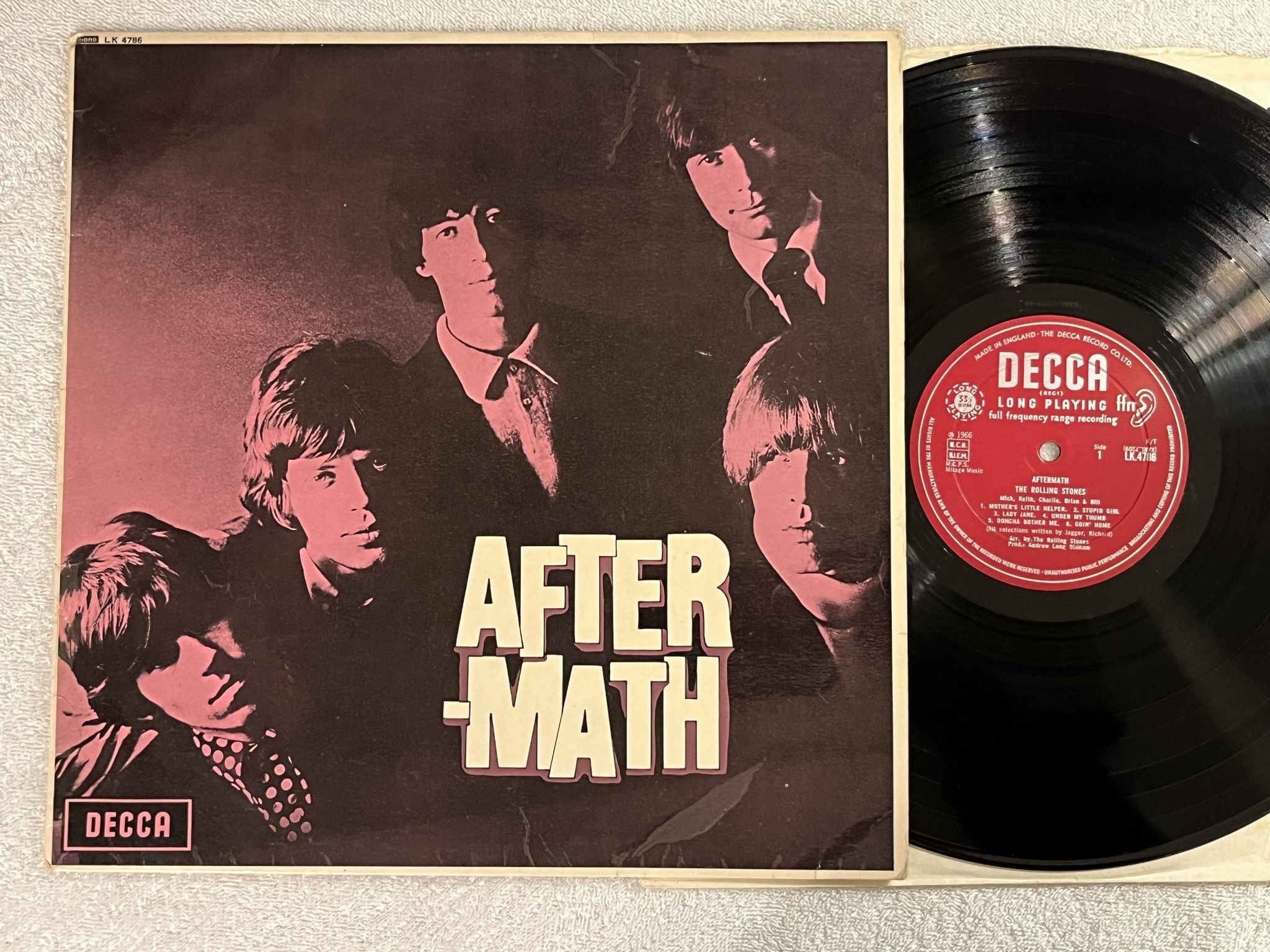 Omslagsbild för skivan THE ROLLING STONES aftermath LP -66 UK DECCA LK 4786 *** Rare Shadow cover ***