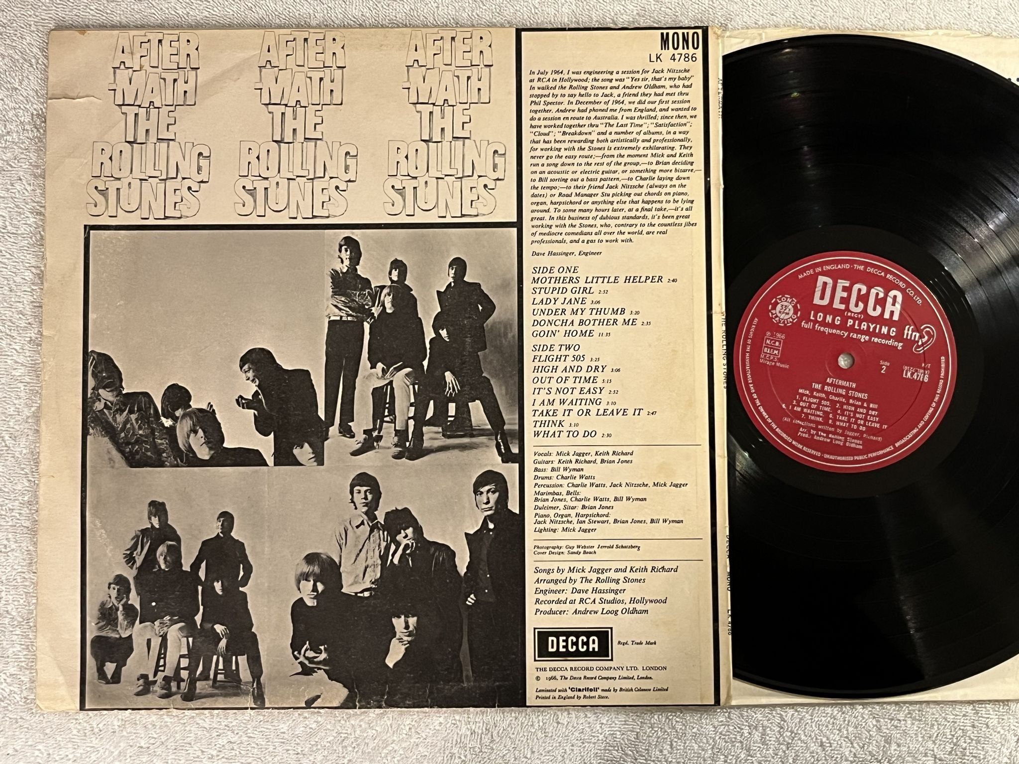 Omslagsbild för skivan THE ROLLING STONES aftermath LP -66 UK DECCA LK 4786 *** Rare Shadow cover ***