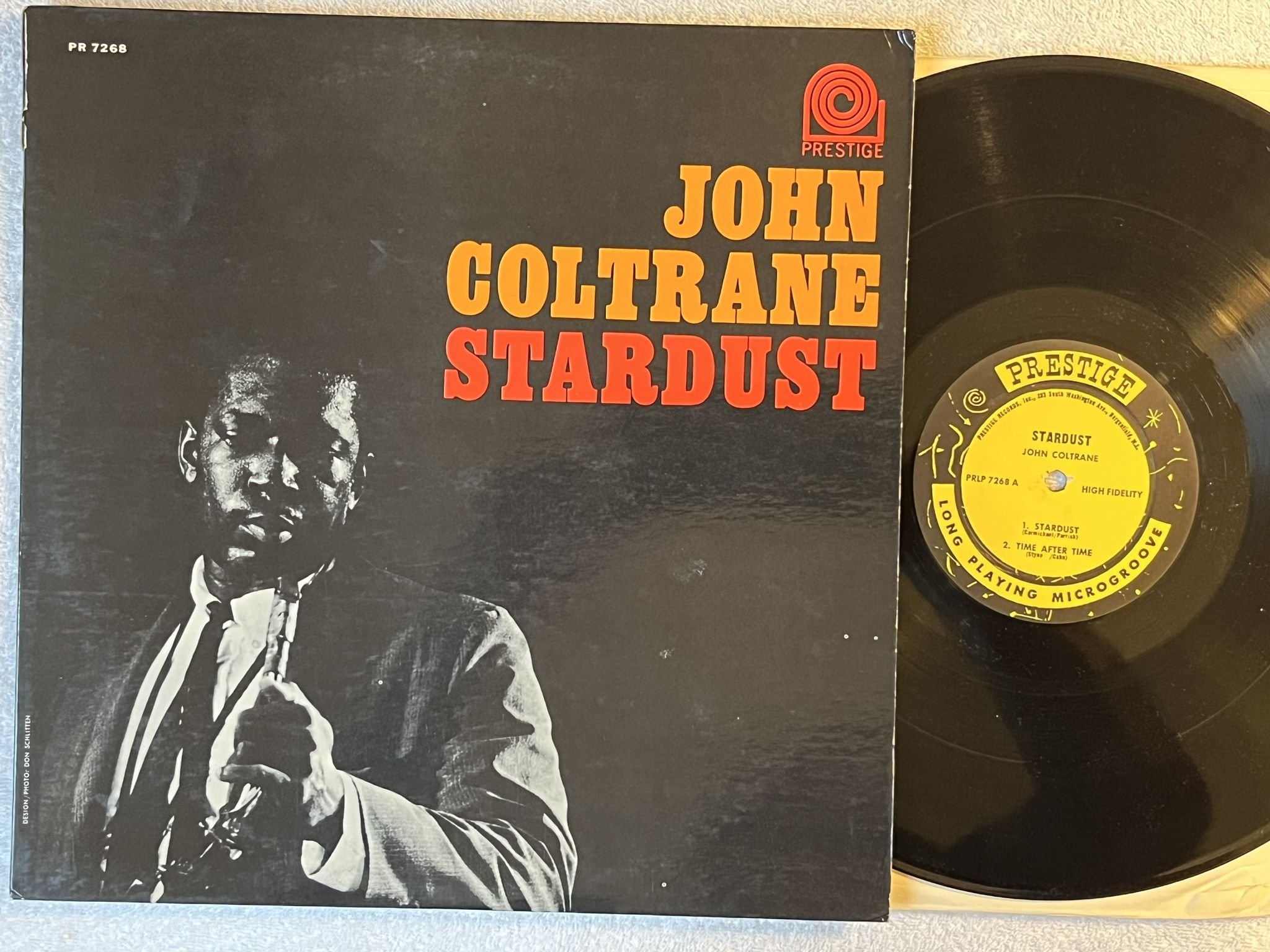 Omslagsbild för skivan JOHN COLTRANE stardust LP -63 US PRESTIGE PRLP 7268 ** BERGENFIELD ADRESS **