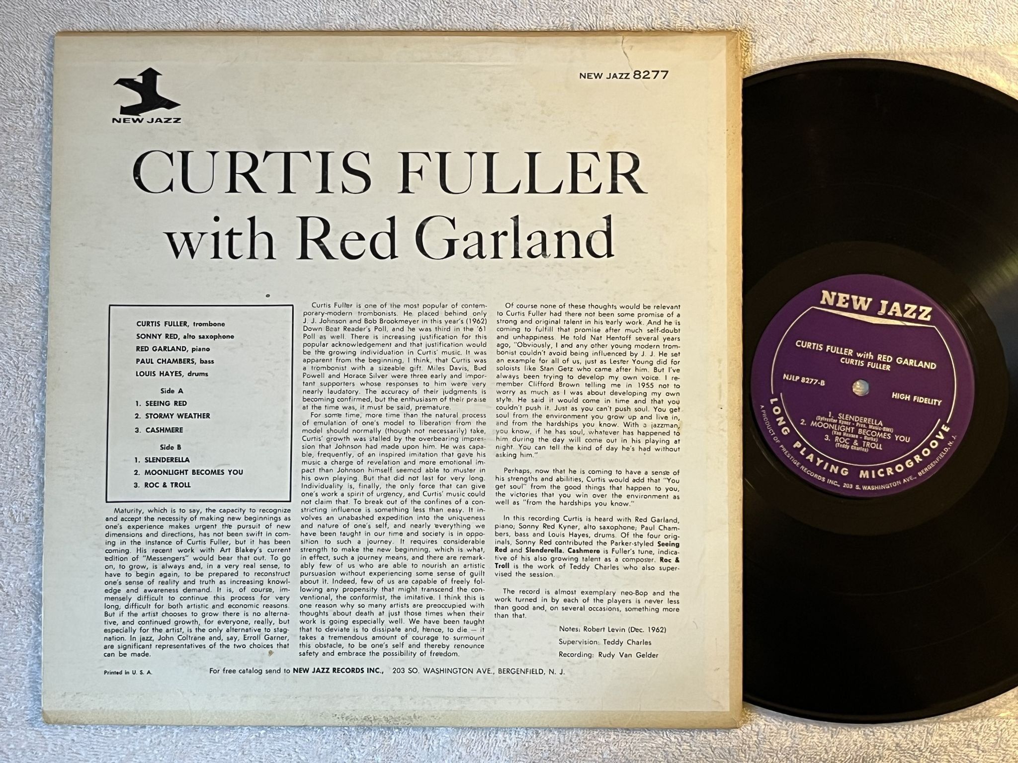 Omslagsbild för skivan CURTIS FULLER w/ RED GARLAND LP -62 US NEW JAZZ NJLP 8277 ** TEXTURED COVER **