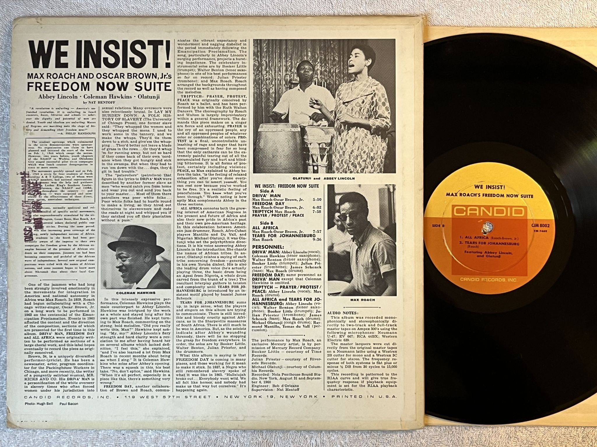 Omslagsbild för skivan MAX ROACH We Insist! Max Roach's Freedom Now SuiteLP -61 US CANDID CJM 8002