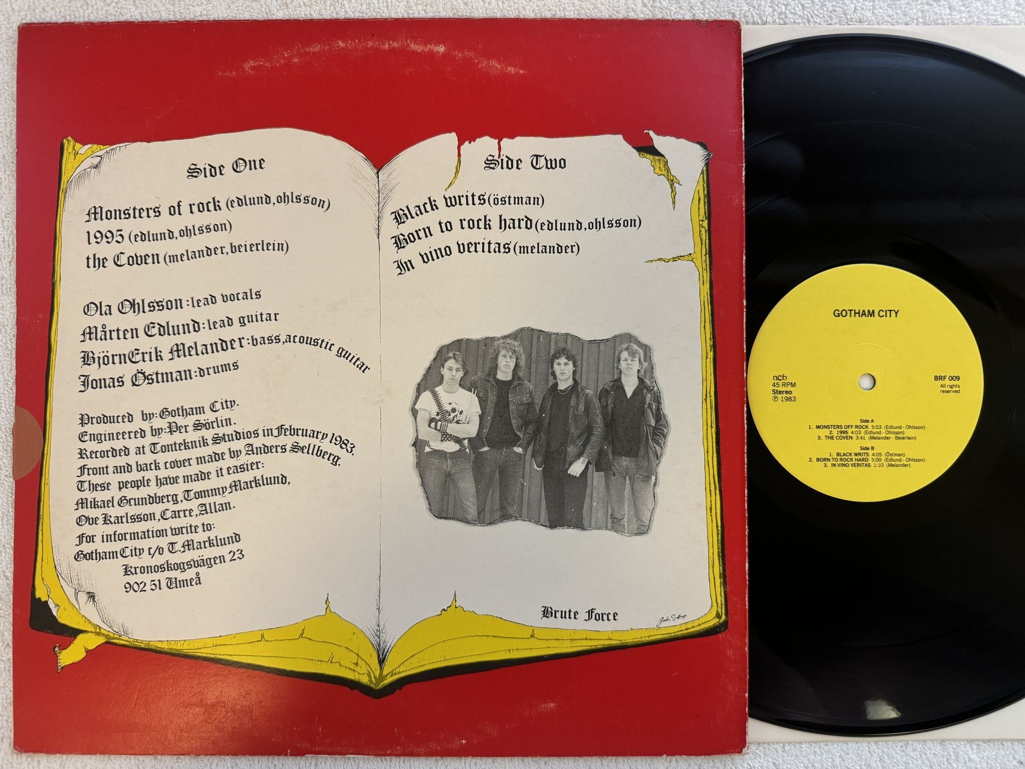 Omslagsbild för skivan GOTHAM CITY Black Writs 12"single Swe BRUTE FORCE BRF 009 *** RARE METAL ***