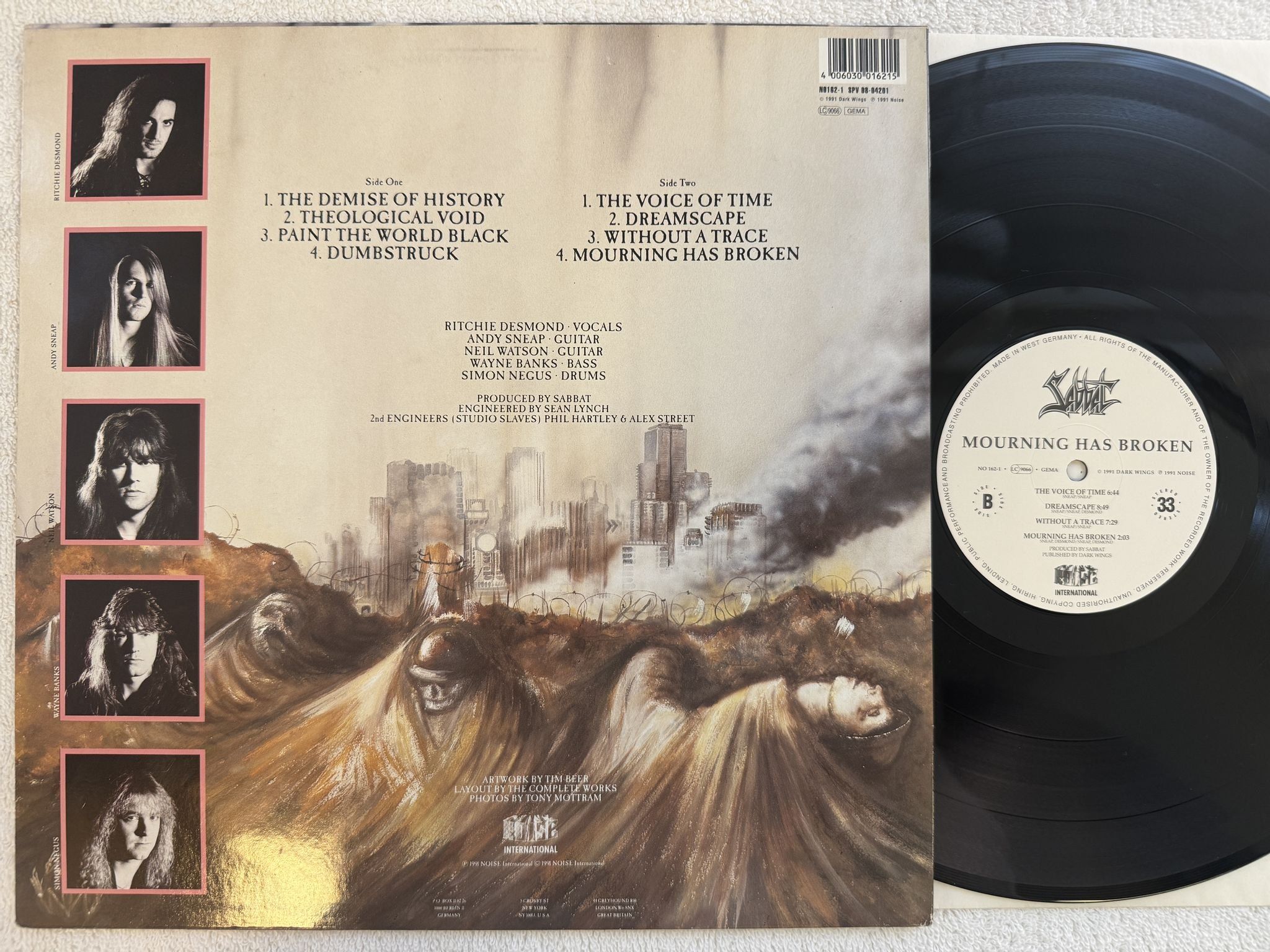 Omslagsbild för skivan SABBAT mourning has broken LP -91 Ger NOISE NO 162-1