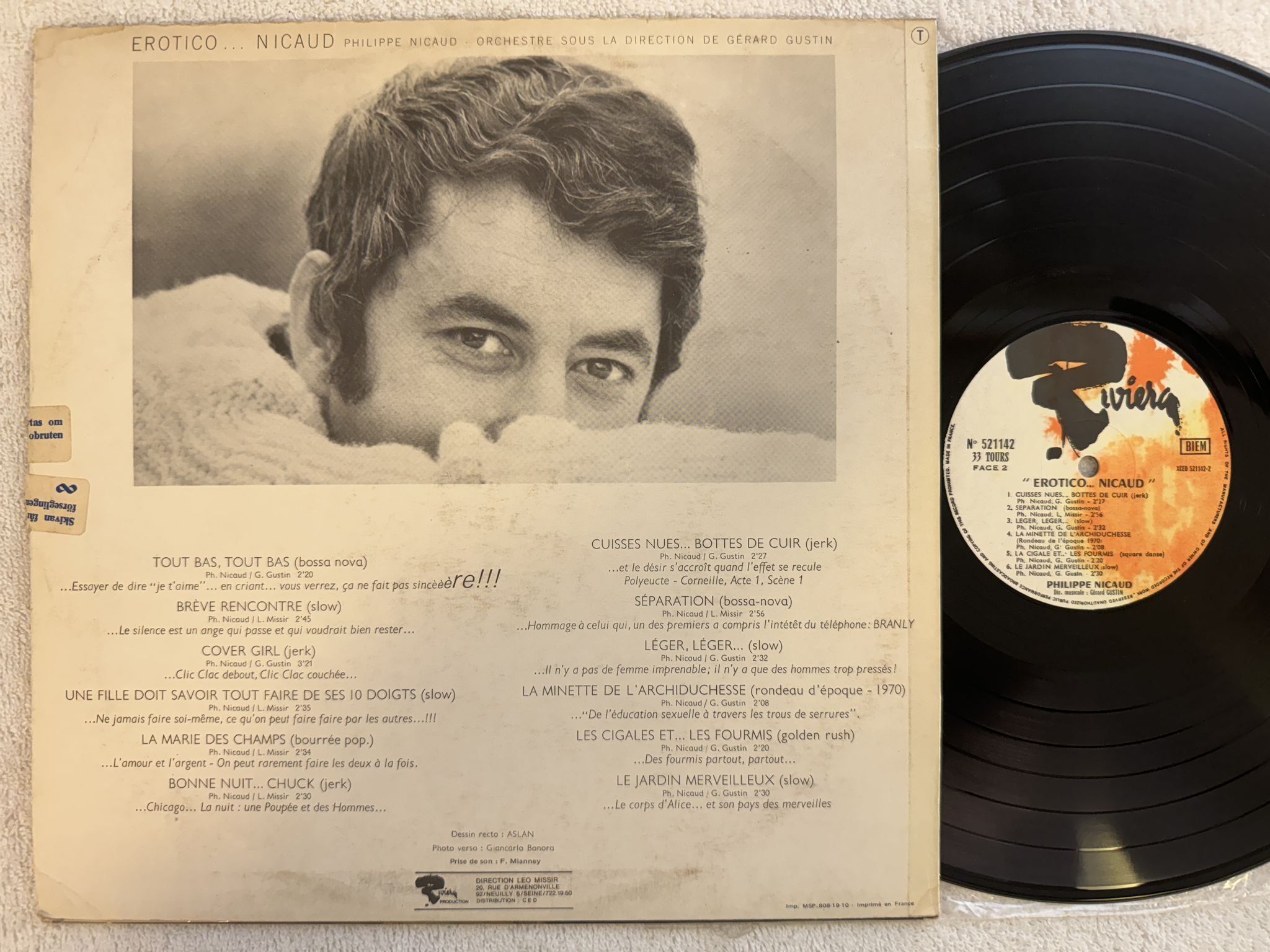 Omslagsbild för skivan PHILIPPE NICAUD Erotico ... Nicaud LP -70 Fra RIVIERA 521.142 ** Jazz-pop **