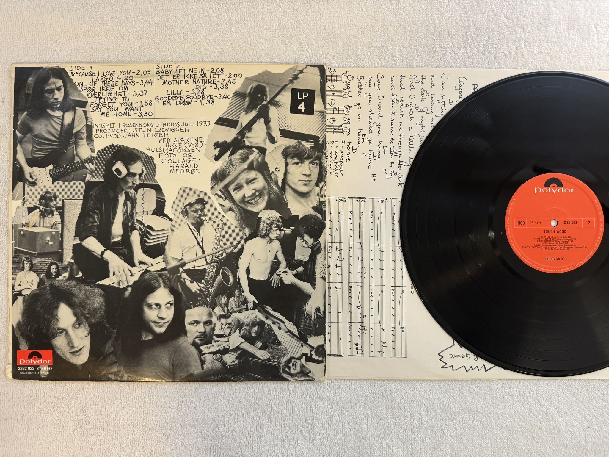Omslagsbild för skivan PUSSYCATS touch wood LP -73 Norway POLYDOR 2382033